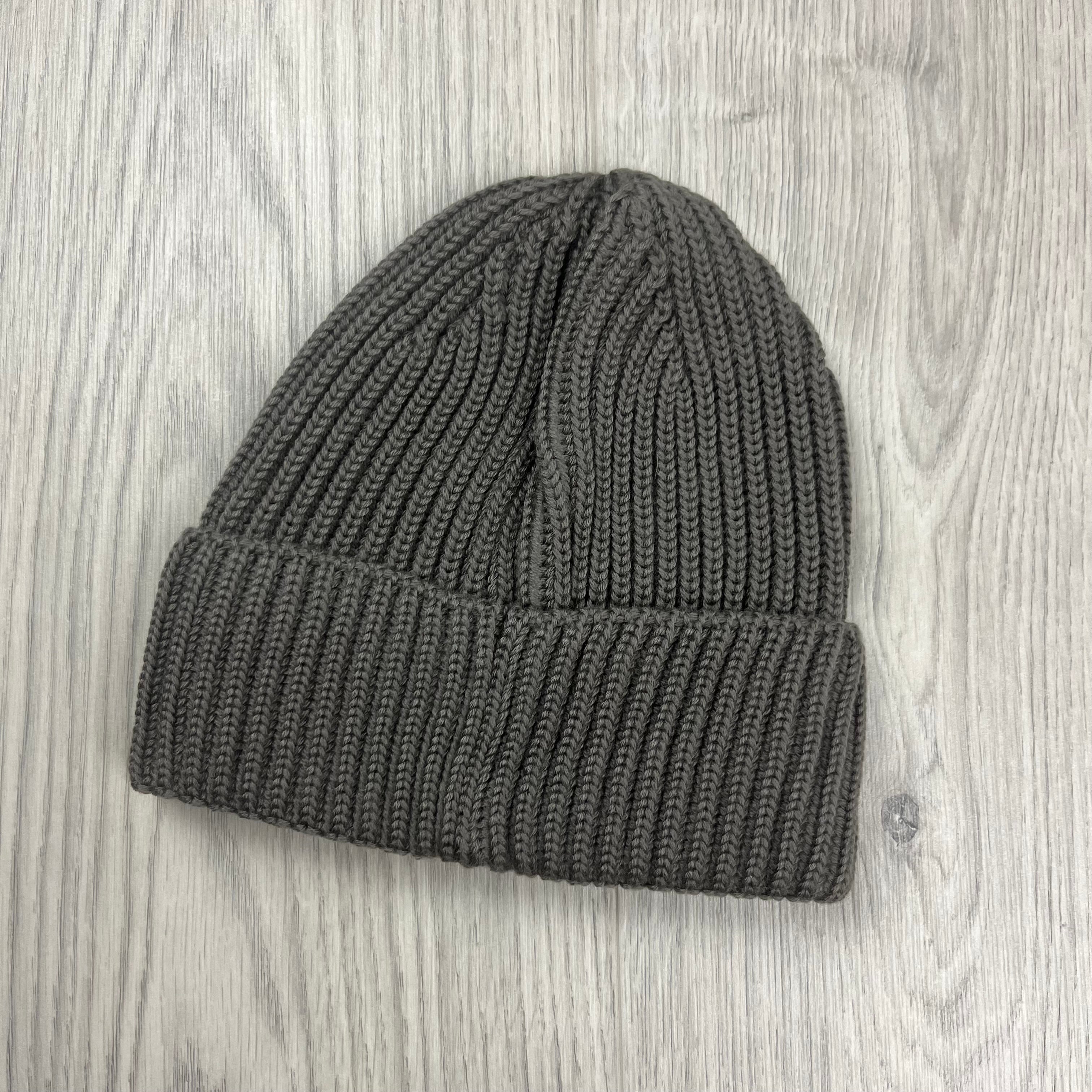 CP Company Merino Wool Lens Beanie in Walnut Beige. On sale at Open Attire.