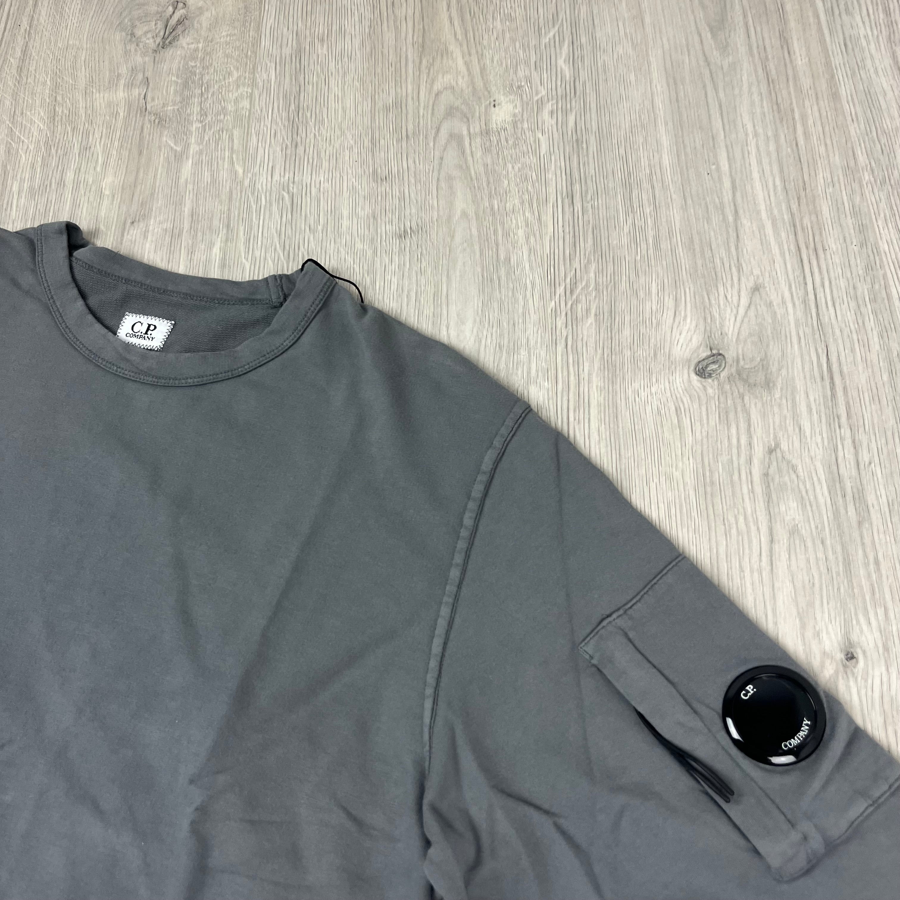 Men's CP Company Light Fleece Sweatshirt in Smoked Pearl. On sale at Open Attire.