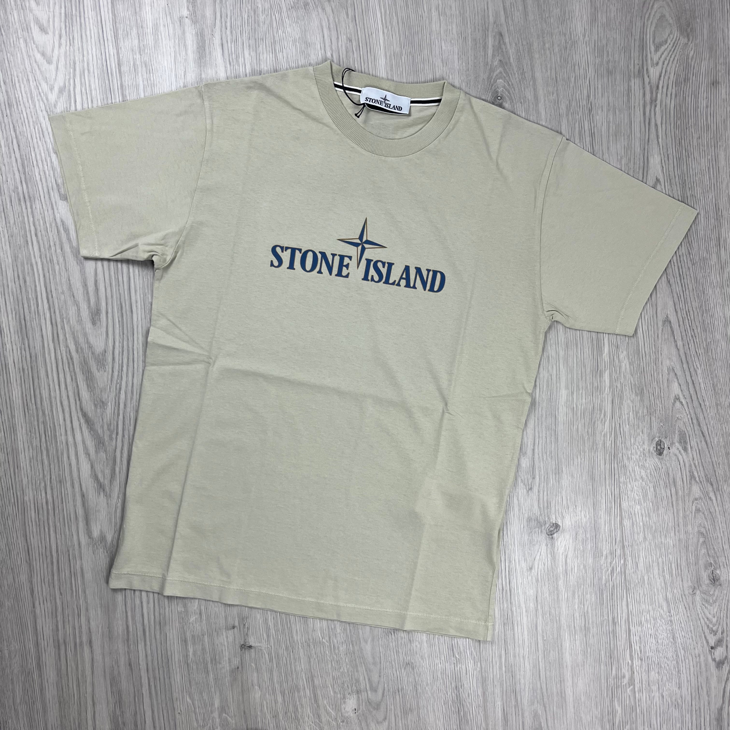 Stone Island 'Institutional Three' Cotton Jersey T-shirt in Plaster. On sale at Open Attire.