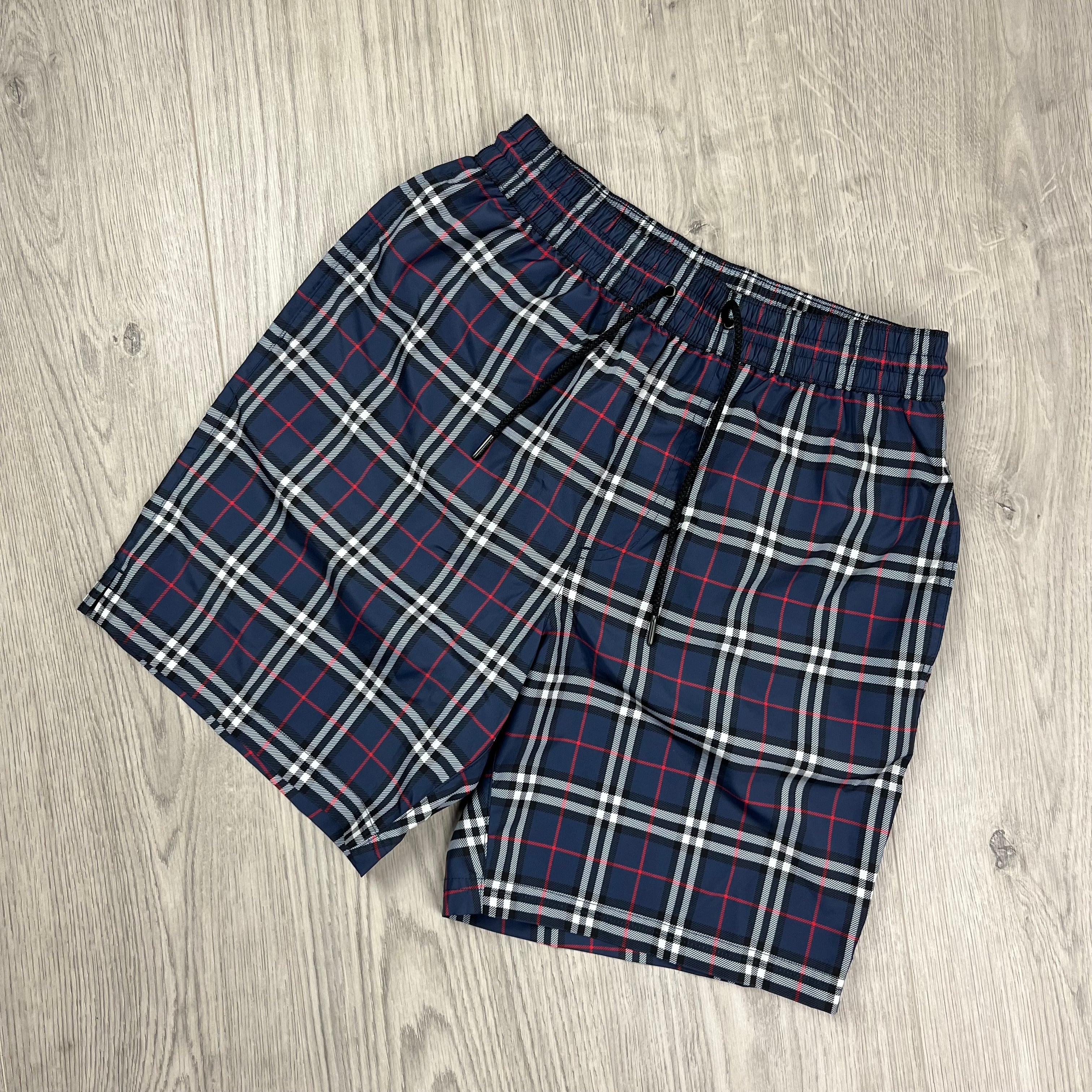 Burberry Check Swim Shorts - Navy