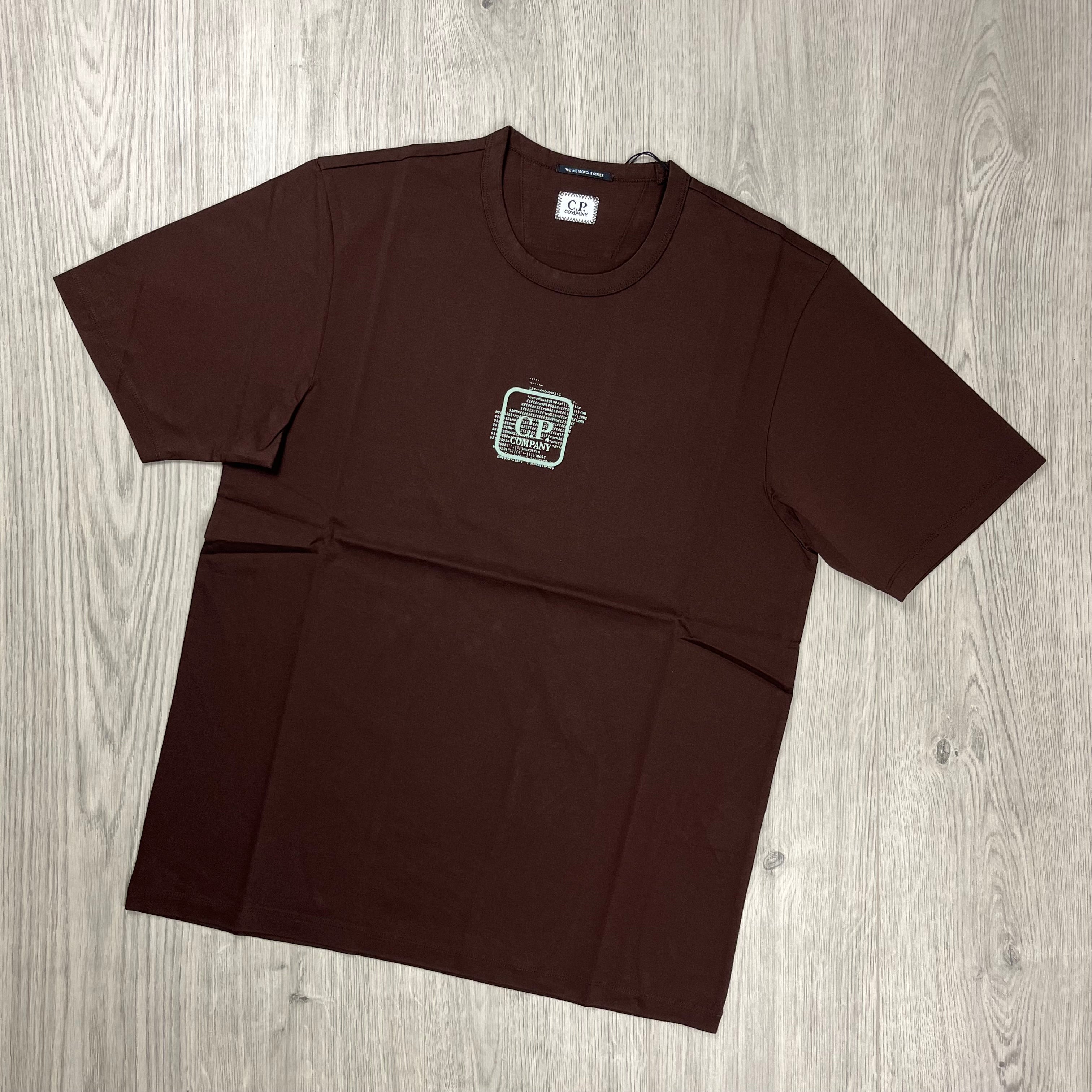 CP Company Metropolis T-shirt in Rum Raisin. On sale at Open Attire.