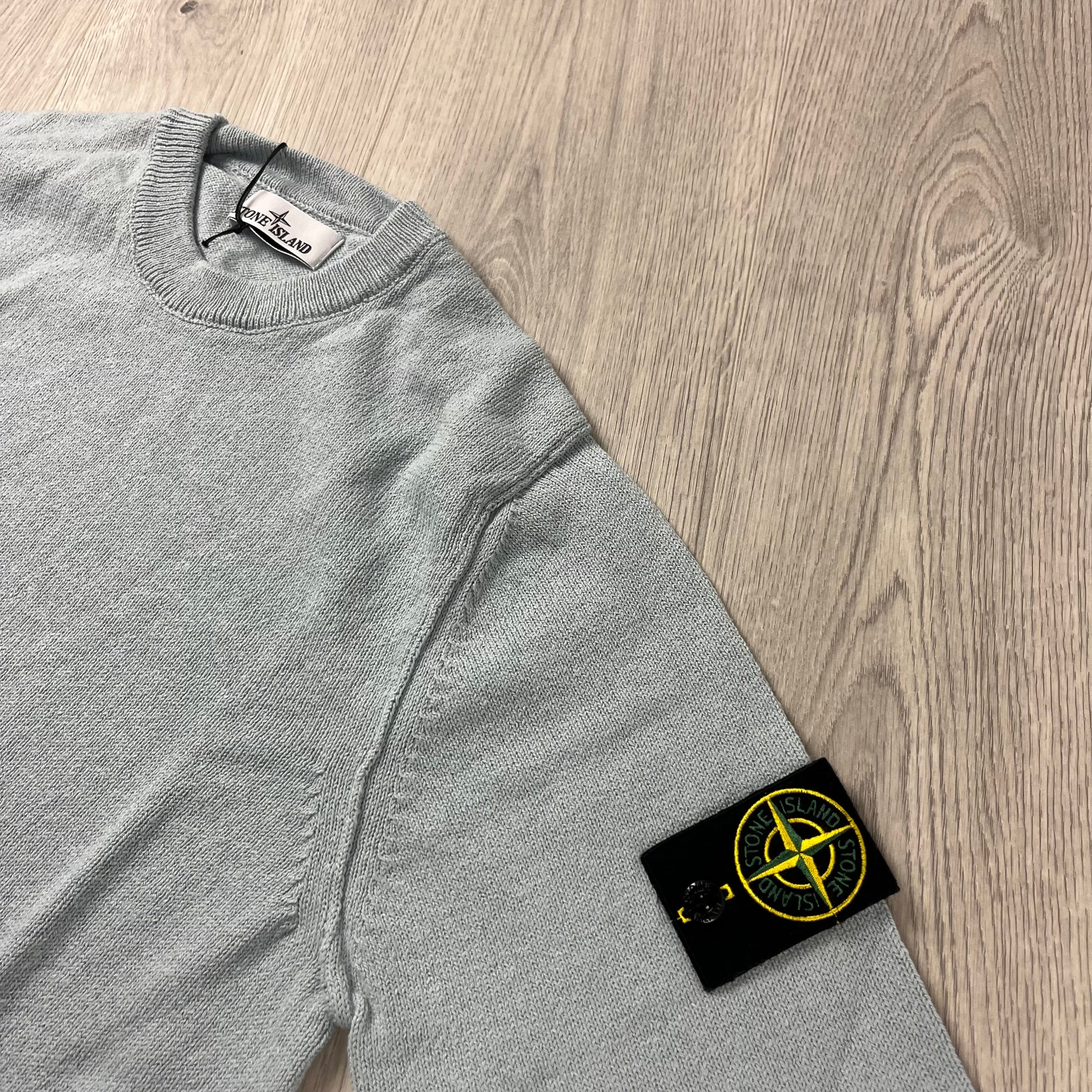 Stone Island knitted sweatshirt in Sky Blue. On sale at Open Attire.