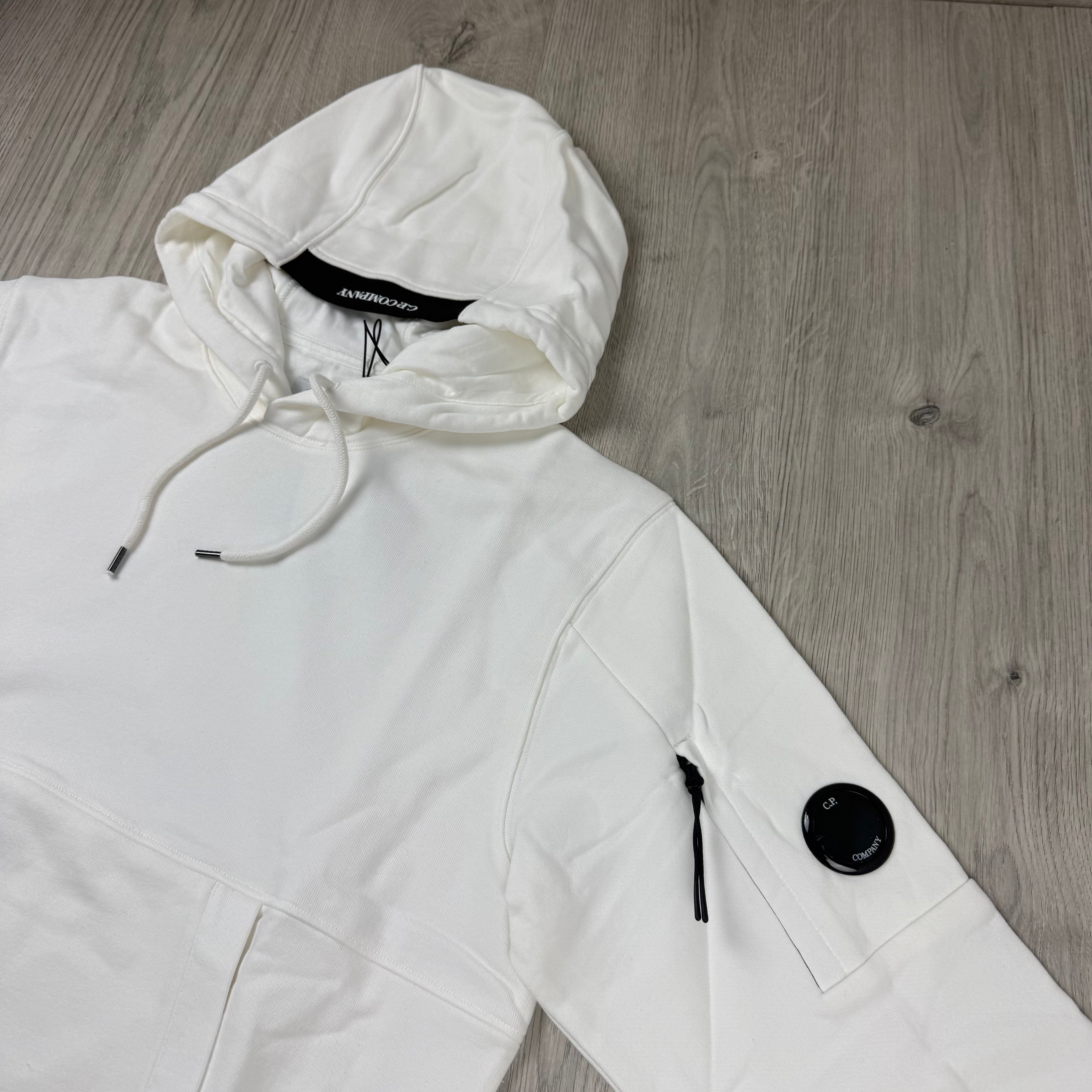 CP Company Raised Fleece Hoodie - White