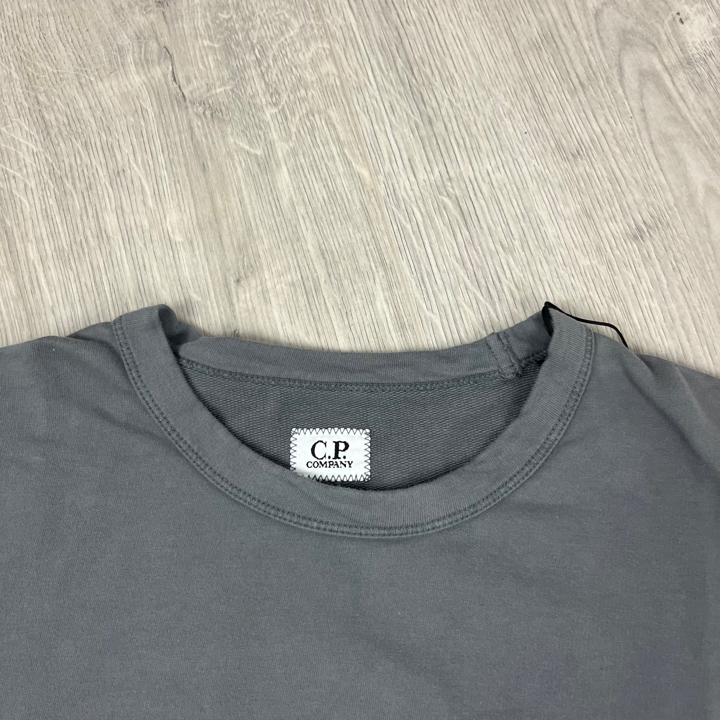 Men's CP Company Light Fleece Sweatshirt in Smoked Pearl. On sale at Open Attire.