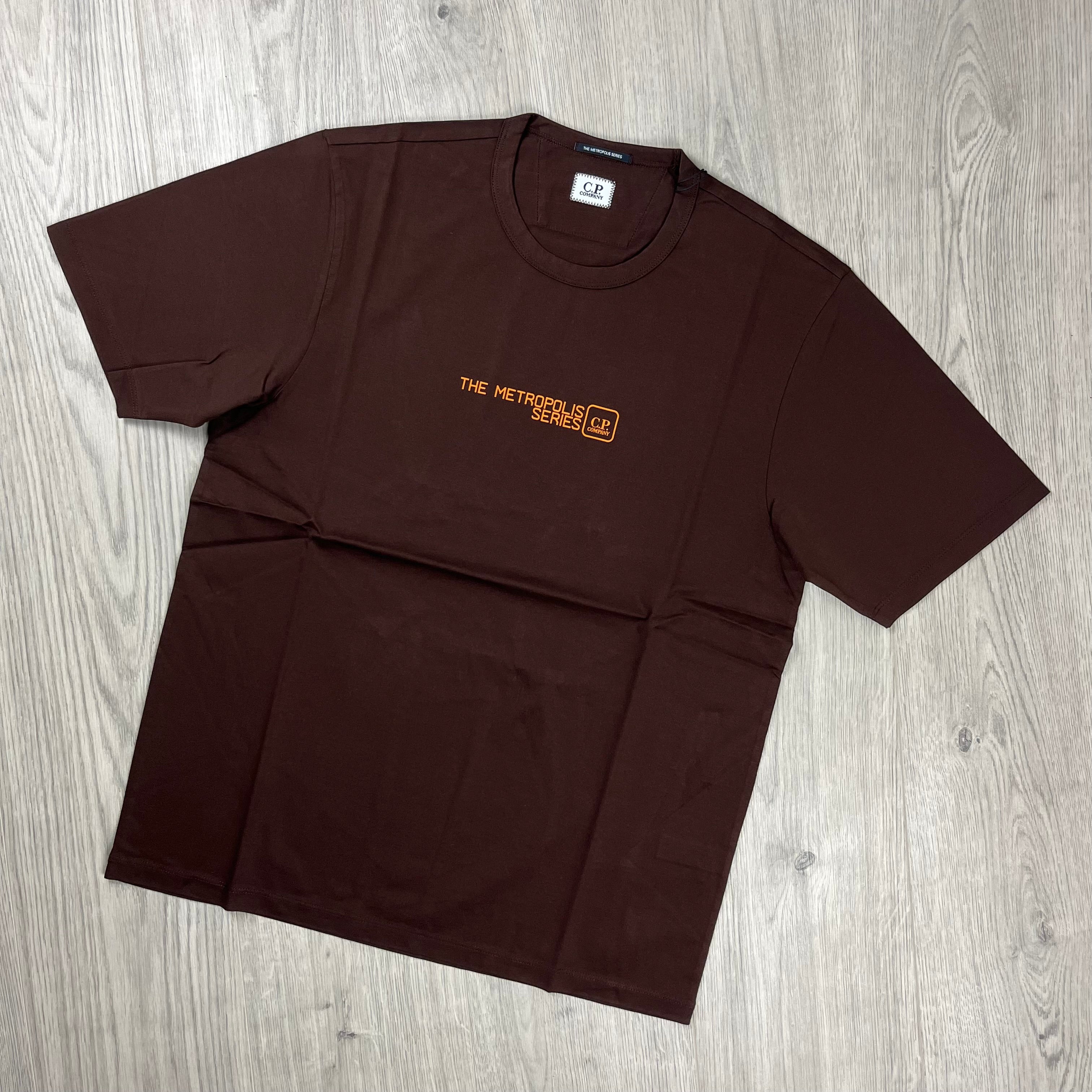 CP Company Metropolis T-shirt in Rum Raisin. On sale at Open Attire.