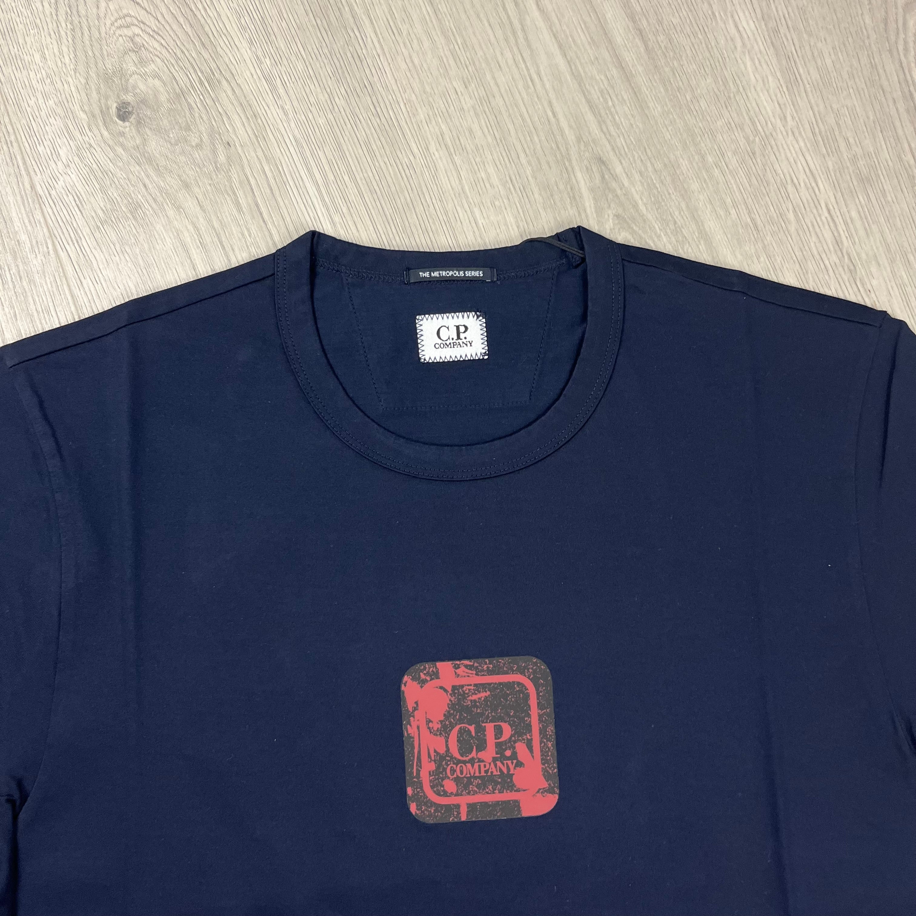 CP Company Metropolis T-shirt in Sky Captain Blue. On sale at Open Attire.