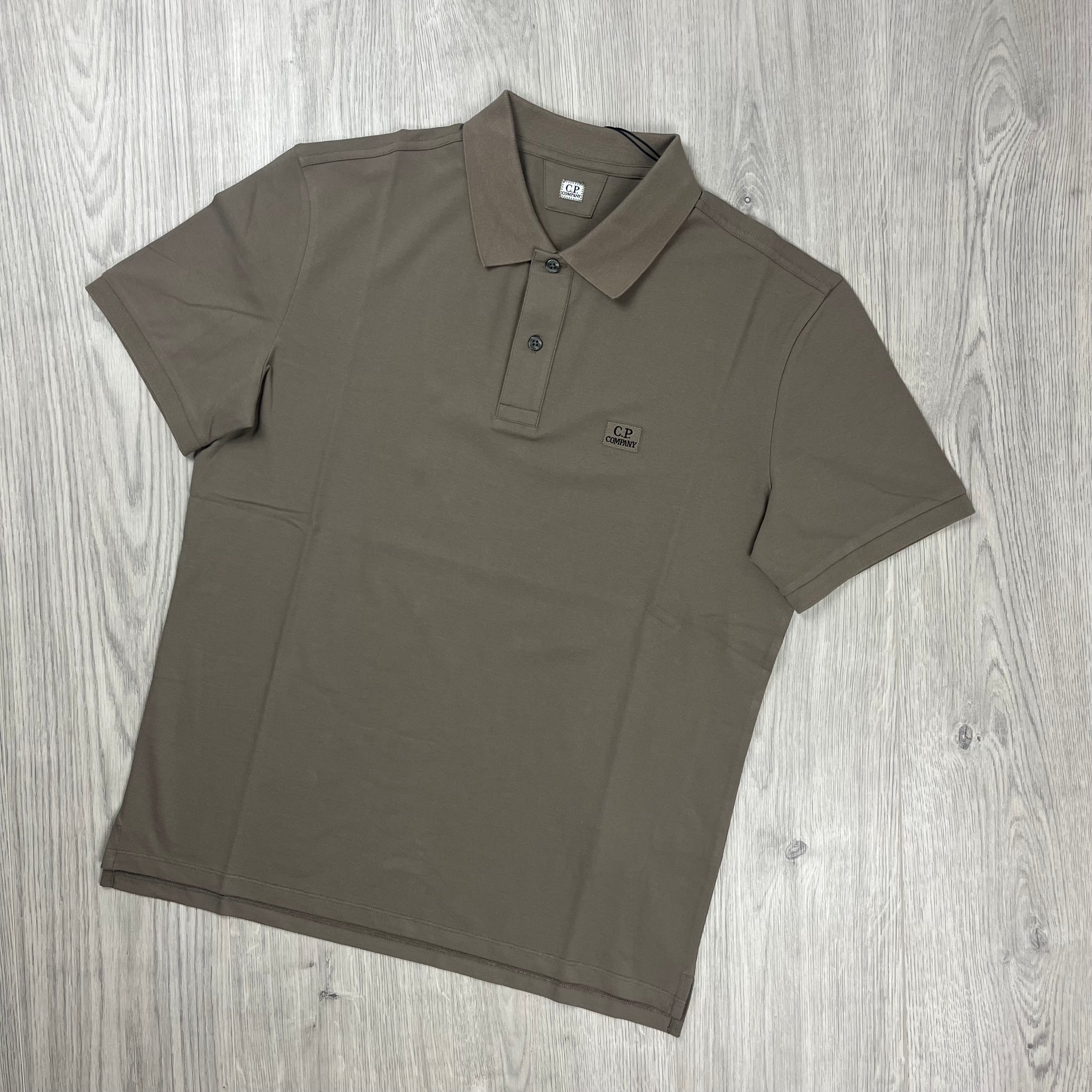 CP Company Piquet Polo Shirt - Walnut