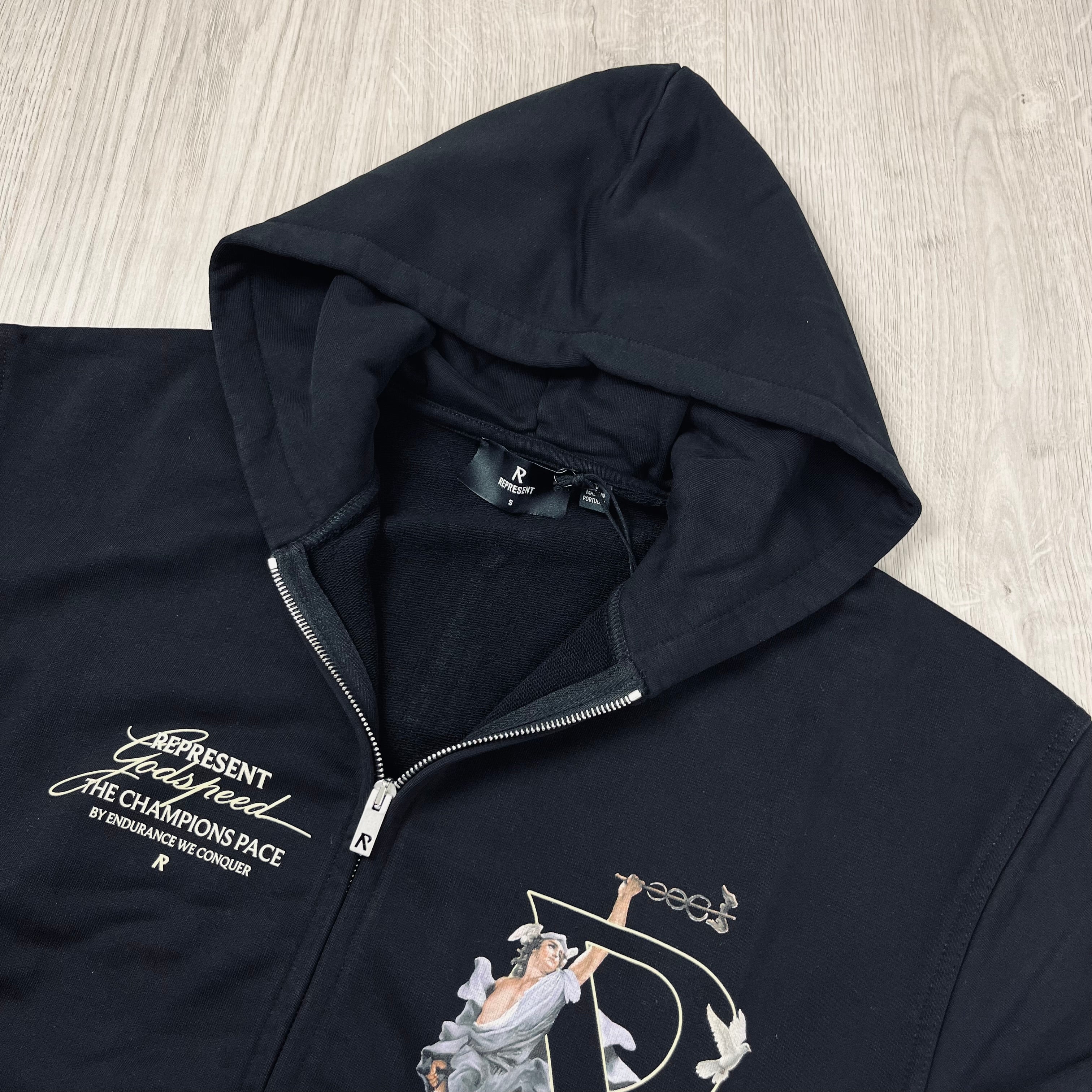 Represent 'Hermes' Zip Hoodie - Black