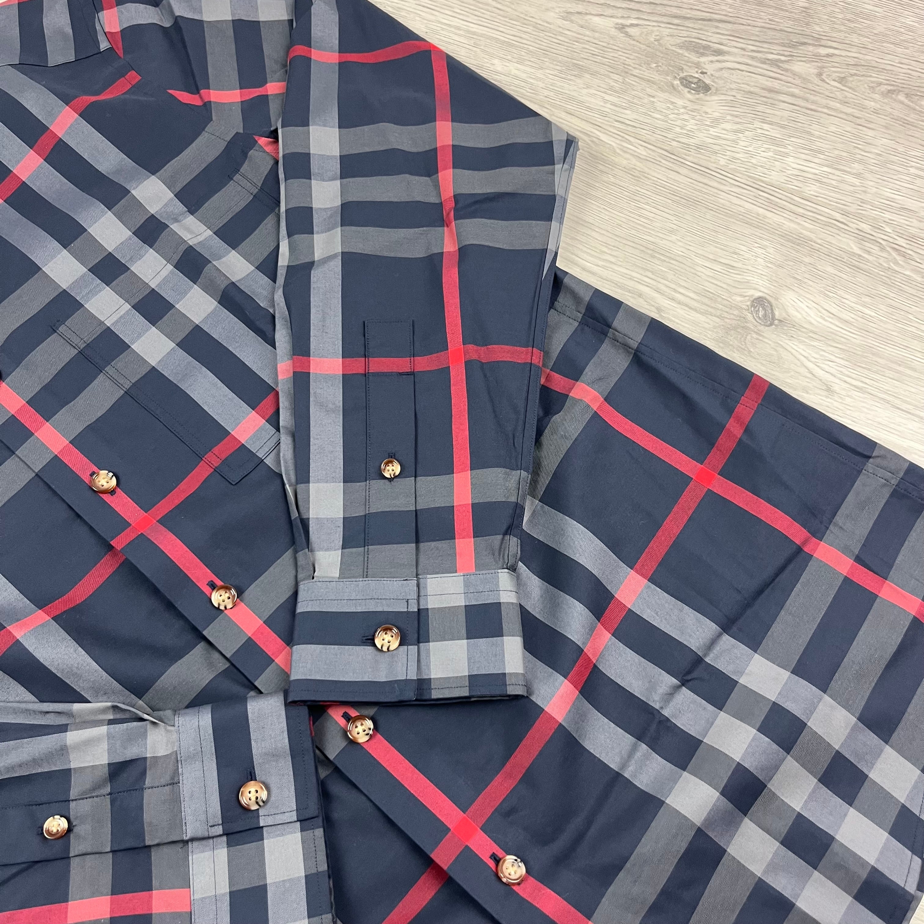 Burberry Claverdon Shirt in Navy Blue. On sale at Open Attire.