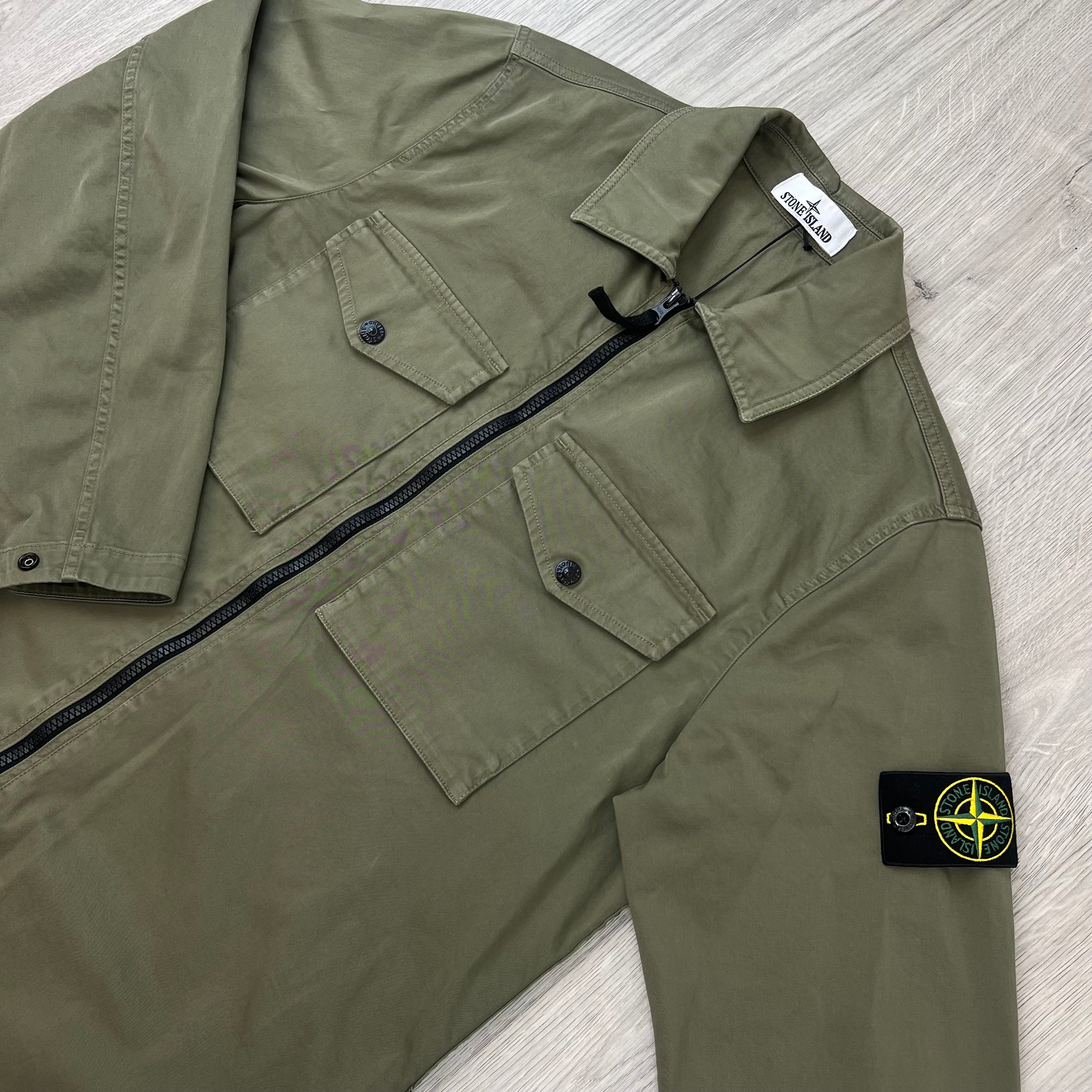 Stone Island Zip Overshirt - Military Green
