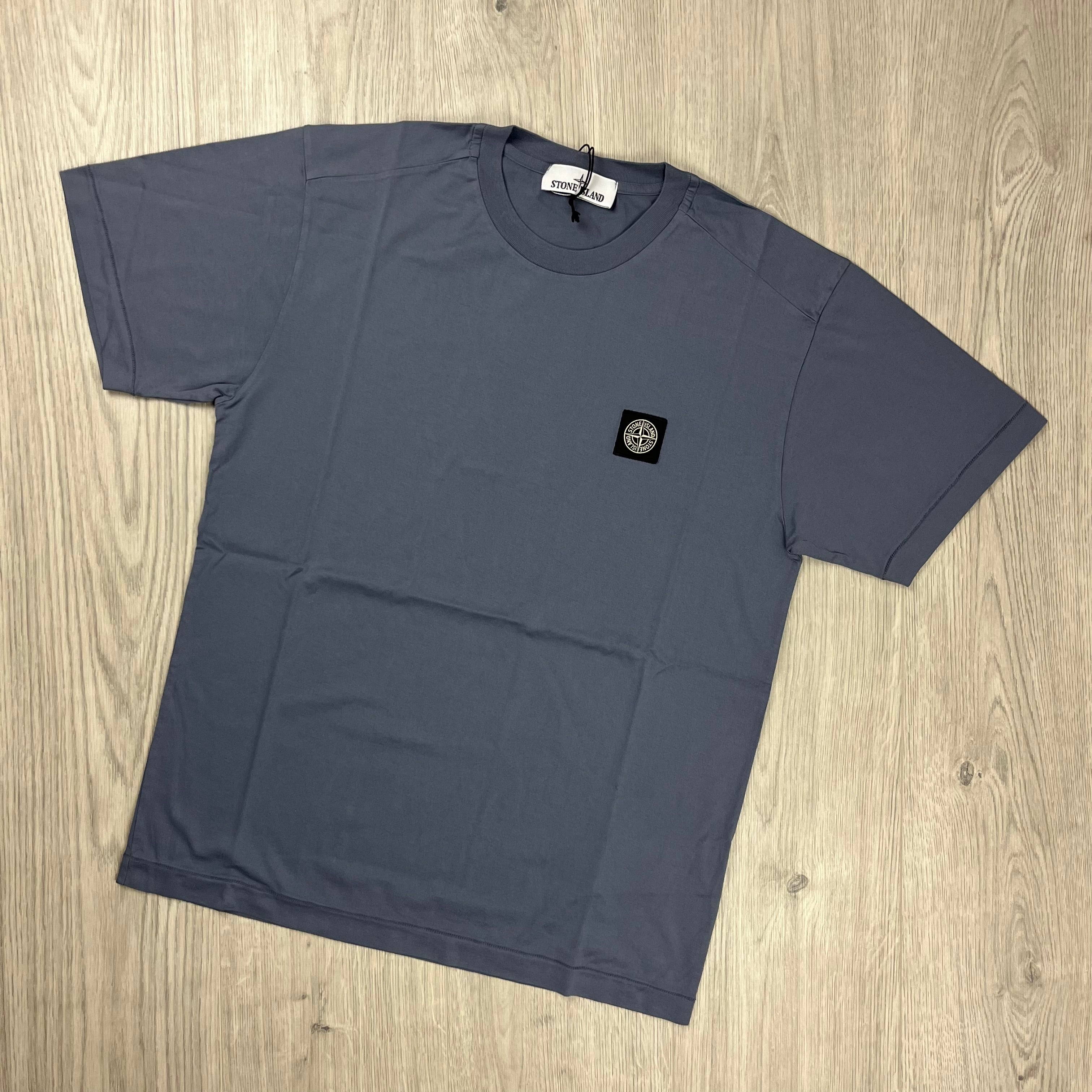 Stone Island Patch T-shirt in Mid Blue. On sale at Open Attire.