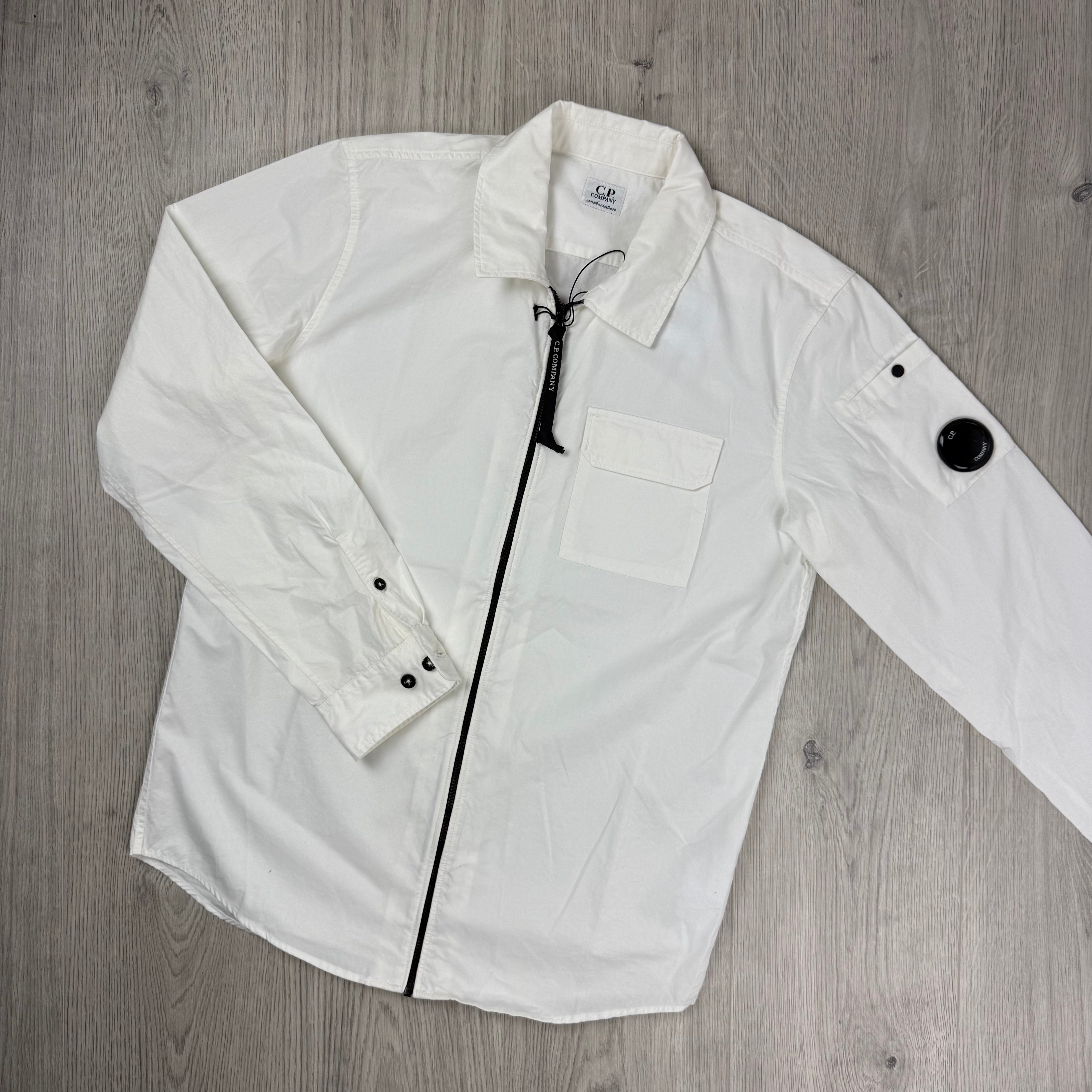 CP Company Junior Zip Overshirt - White