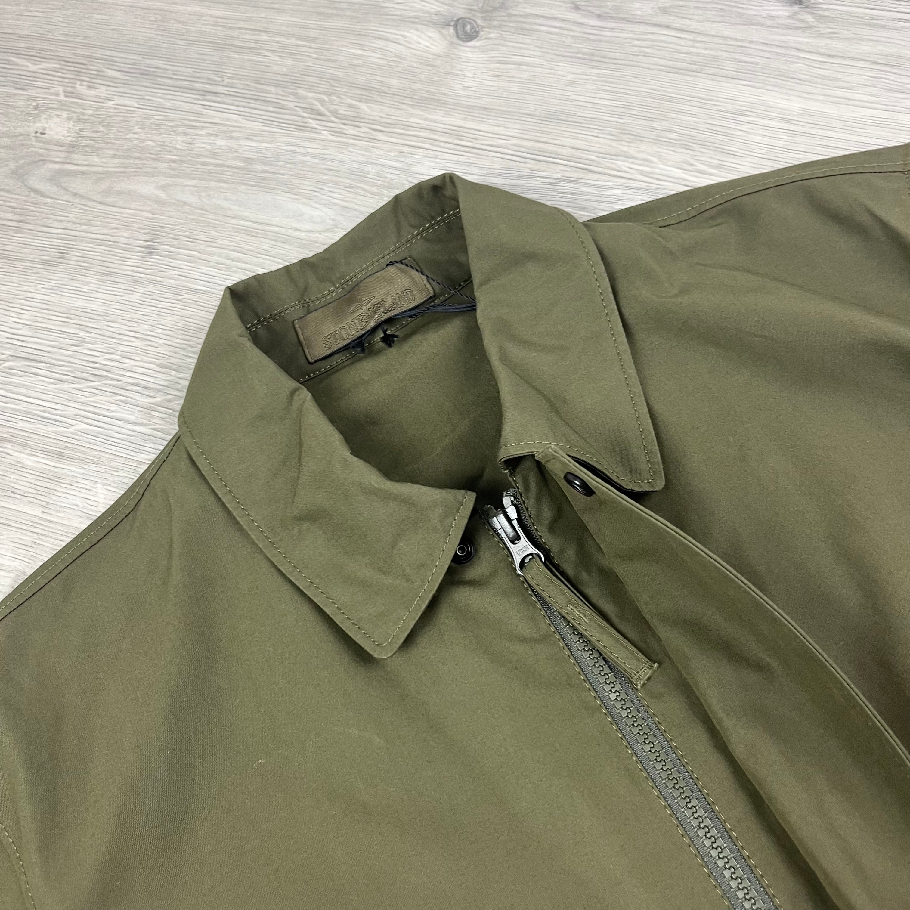 Stone Island Ghost Overshirt in Military Green. On sale at Open Attire.