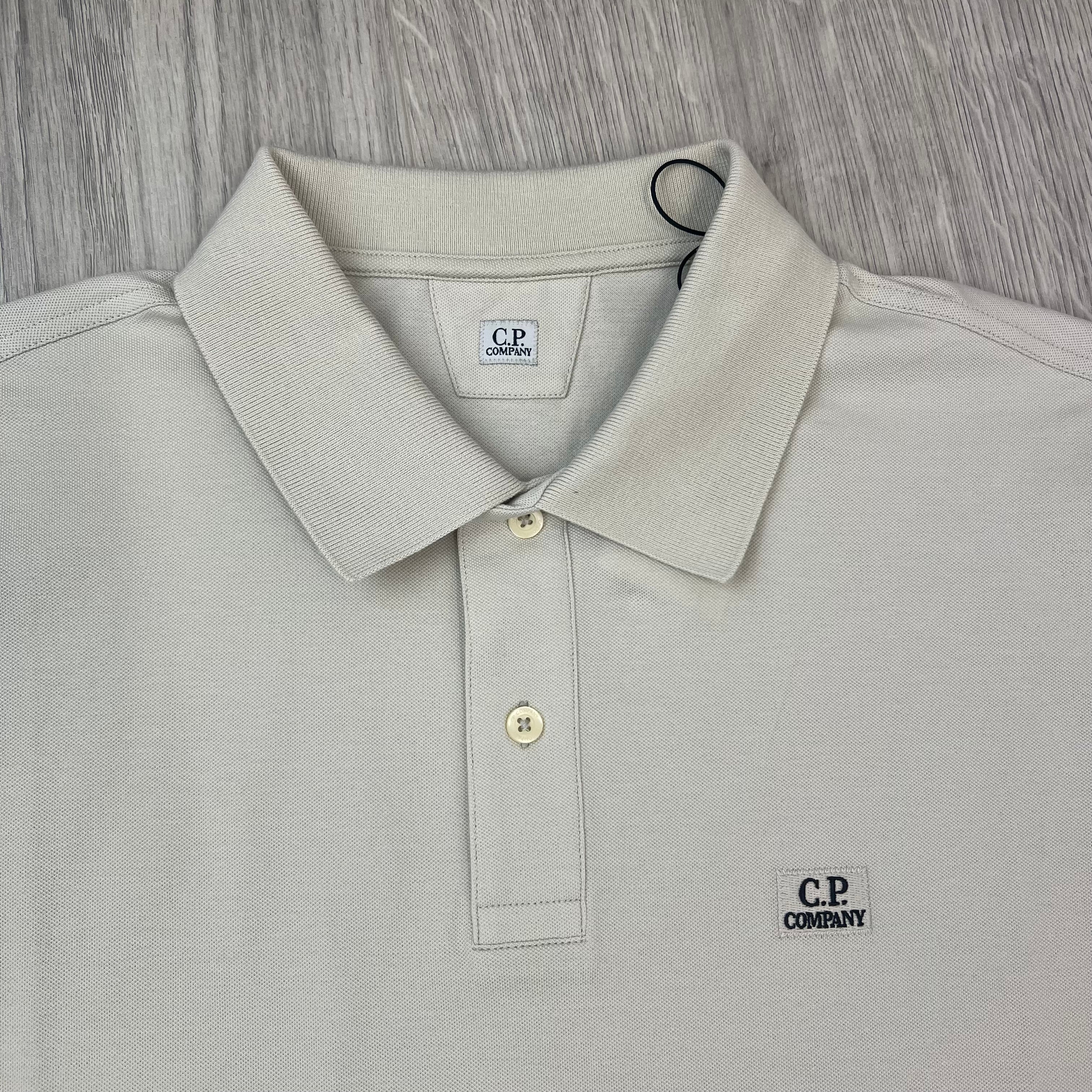 CP Company Piquet Polo Shirt - Silver Birch