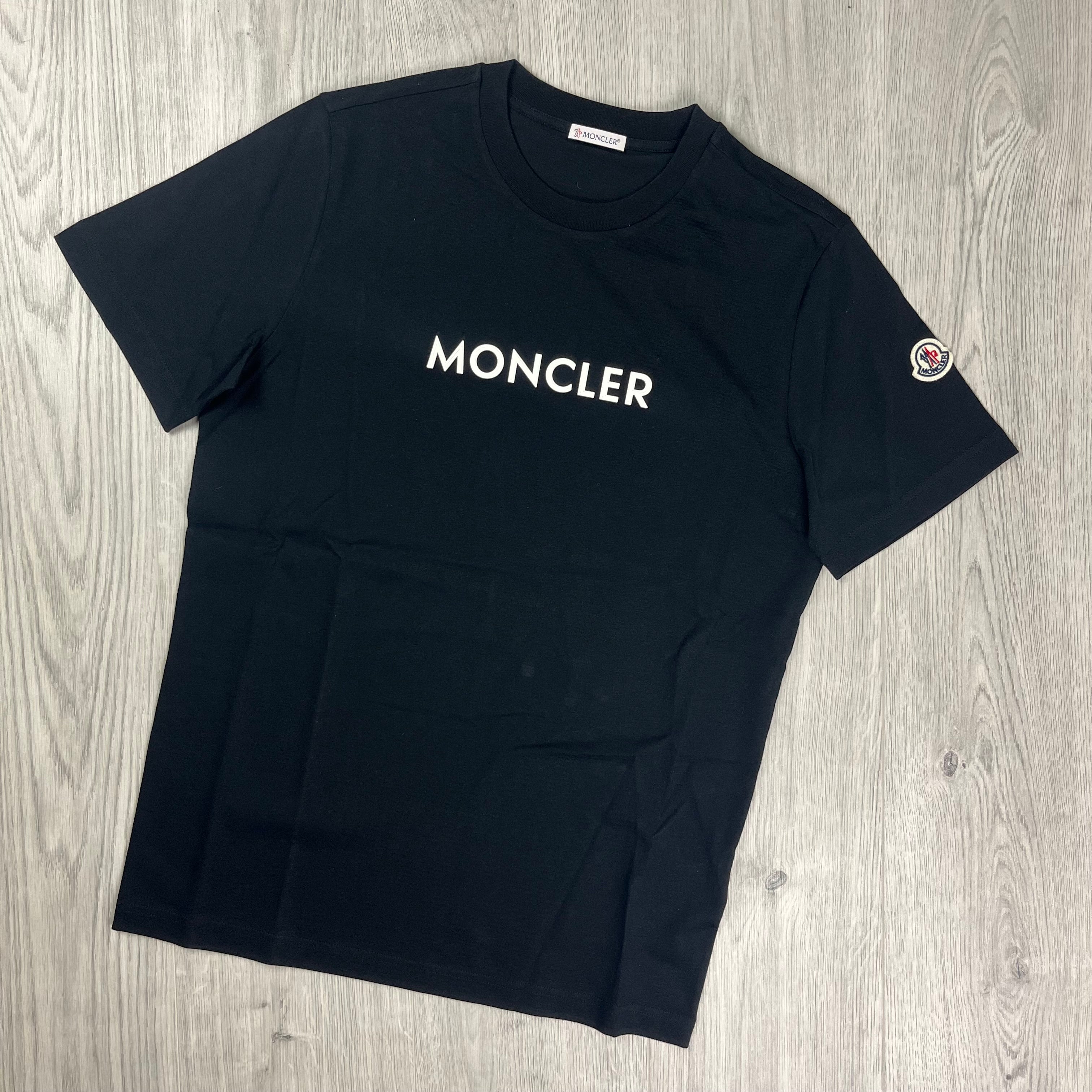 Moncler Logo T-shirt in Black. On sale at Open Attire.