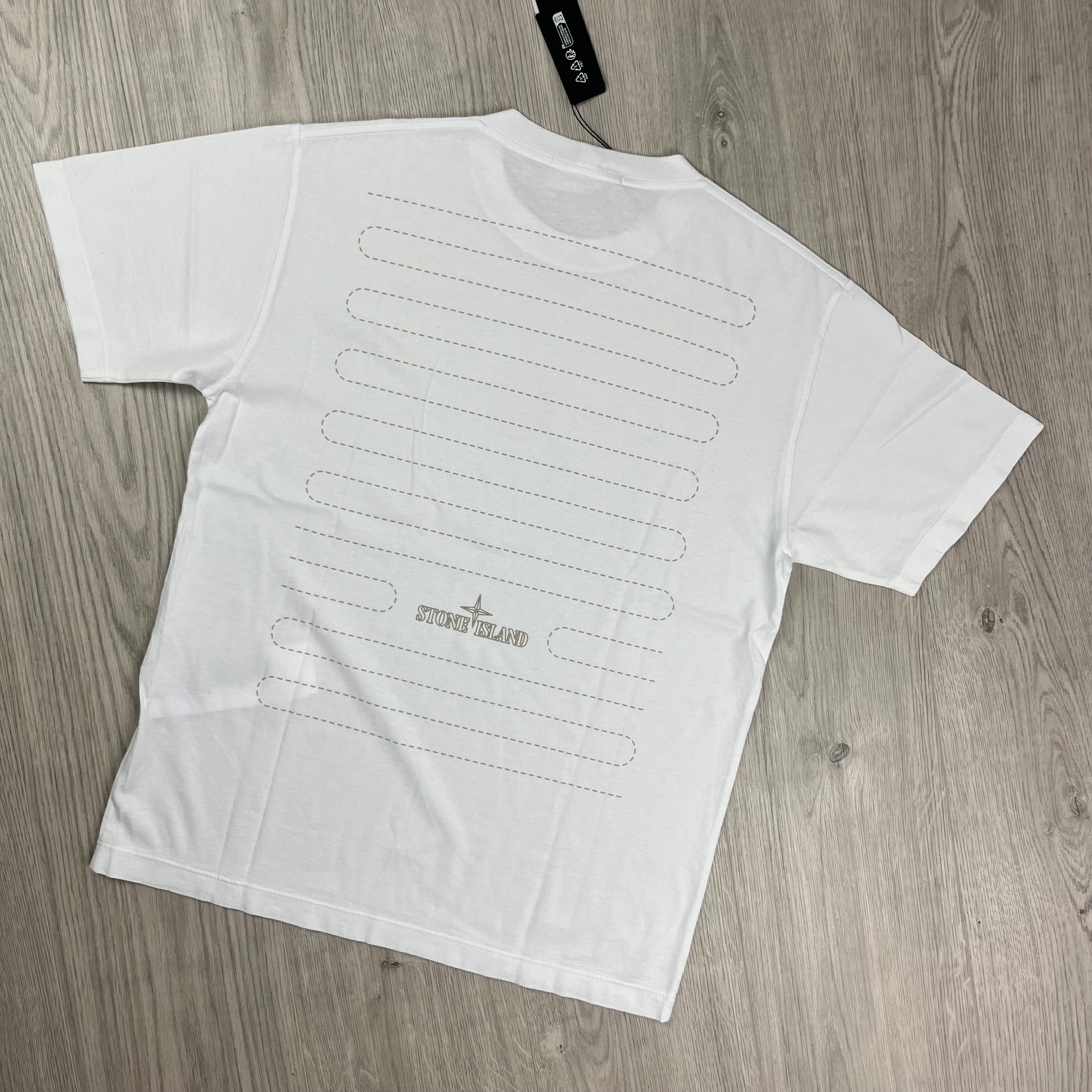 Stone Island 'Seasonal Quilting One' T-shirt in White. On sale at Open Attire.