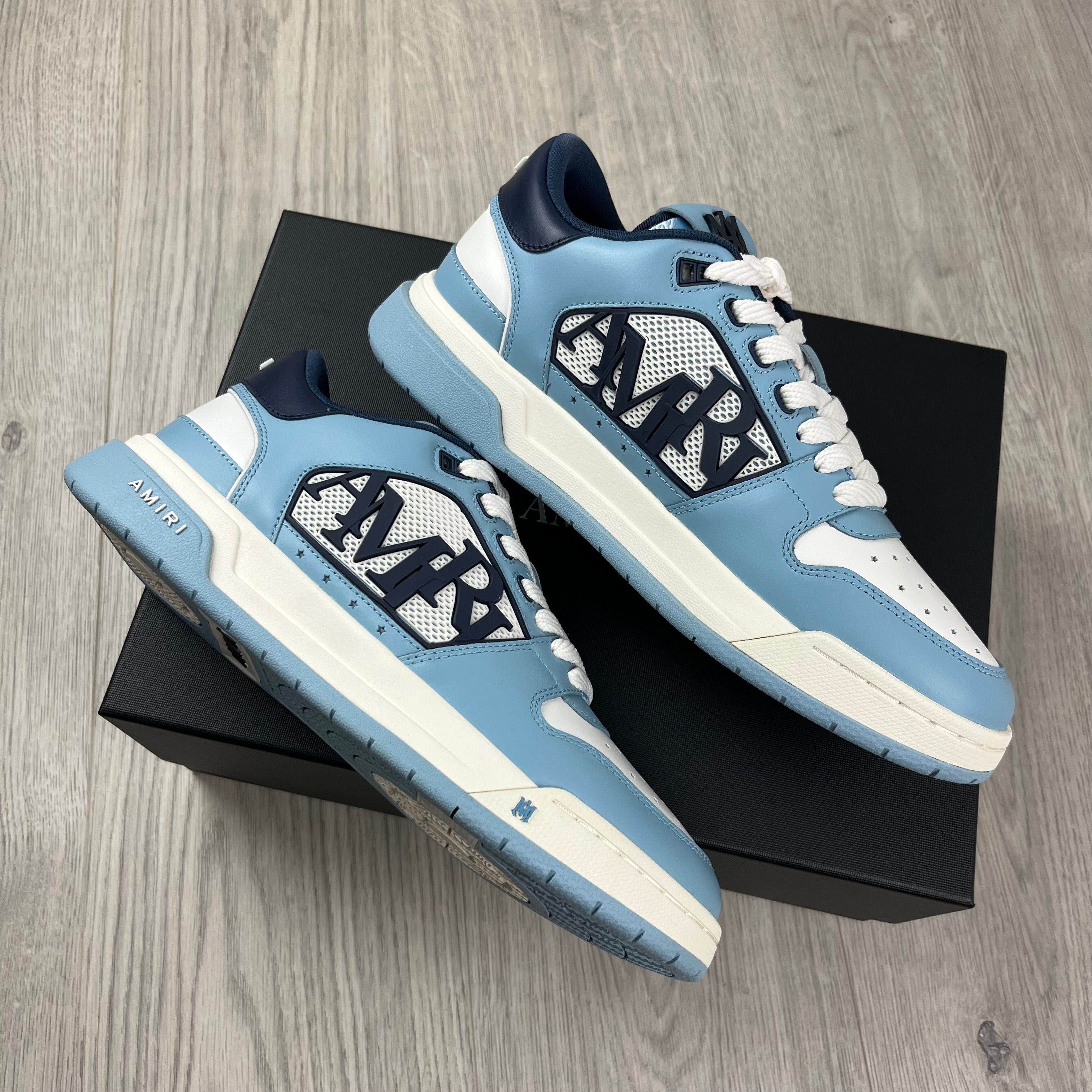 Men's Amiri Classic Low Sneakers in Ocean Sky. On sale at Open Attire.