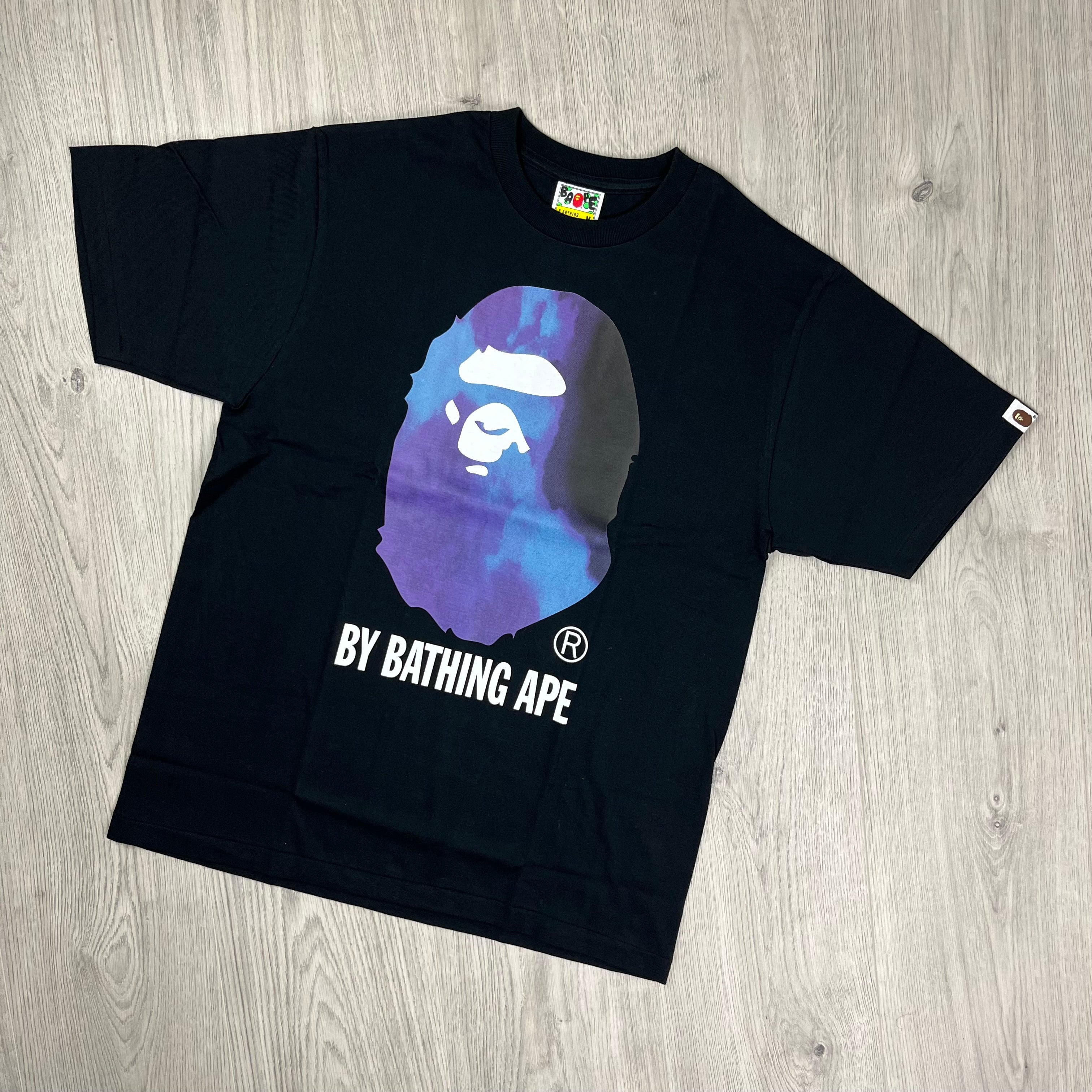 A Bathing Ape 'Ape Head' Tie Dye Camo T-Shirt in Black. On sale at Open Attire.