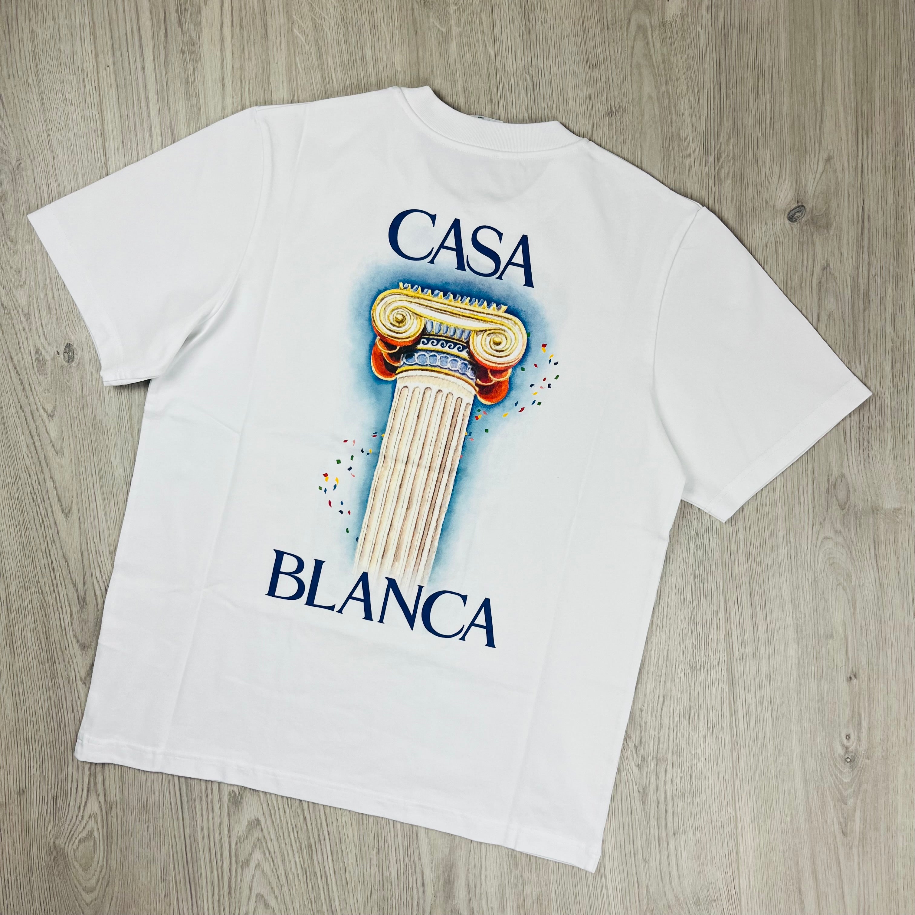 Casablanca Paris 'La Colonne' T-Shirt in White. On sale at Open Attire.