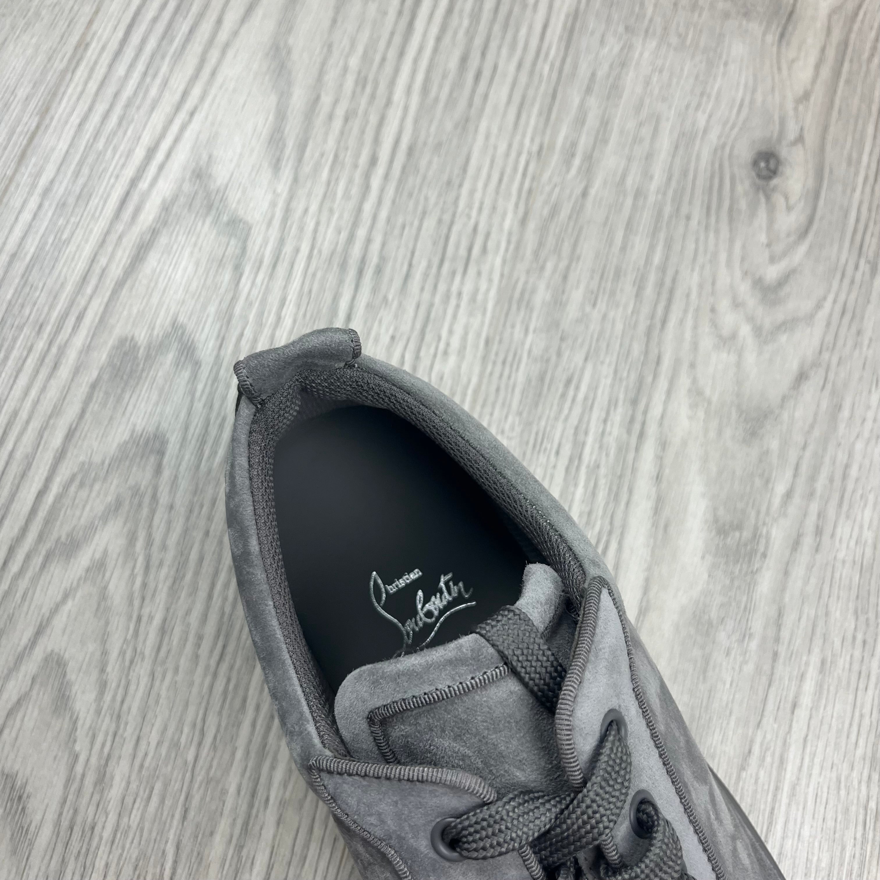Men's Christian Louboutin Louis Junior Orlato Flat Sneakers in Smoke Grey. On sale at Open Attire.