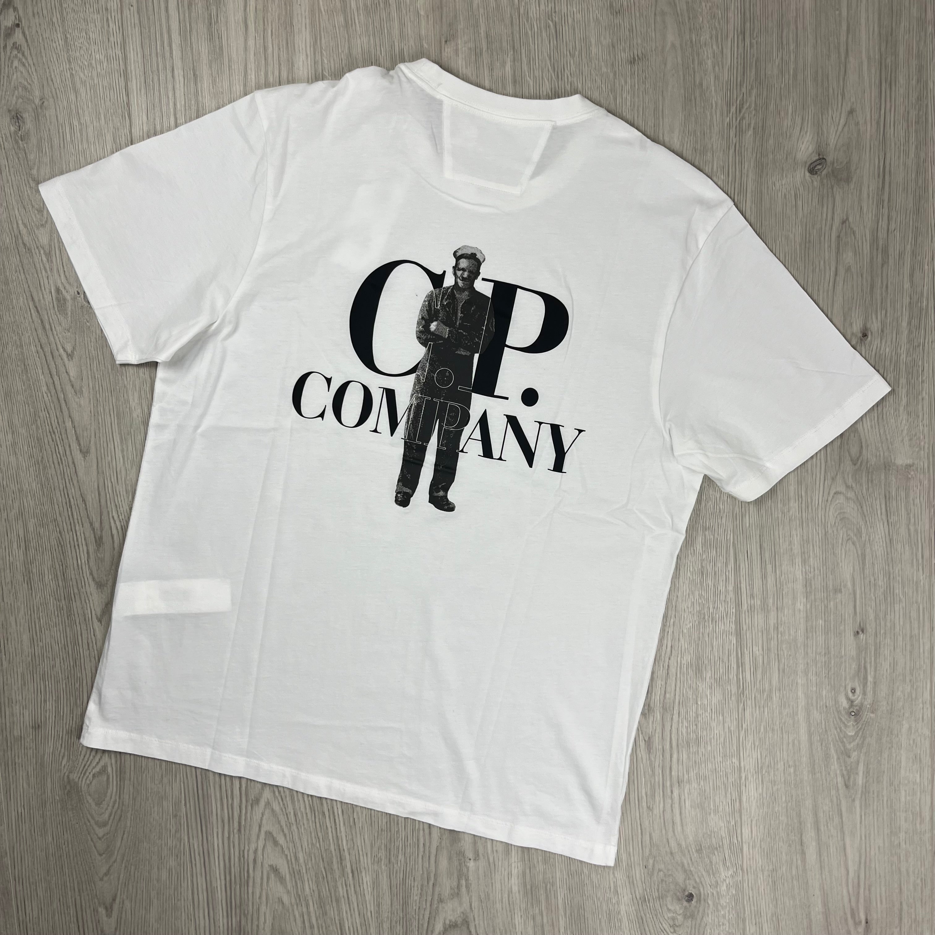 CP Company Bold Sailor T-Shirt in White. On sale at Open Attire.