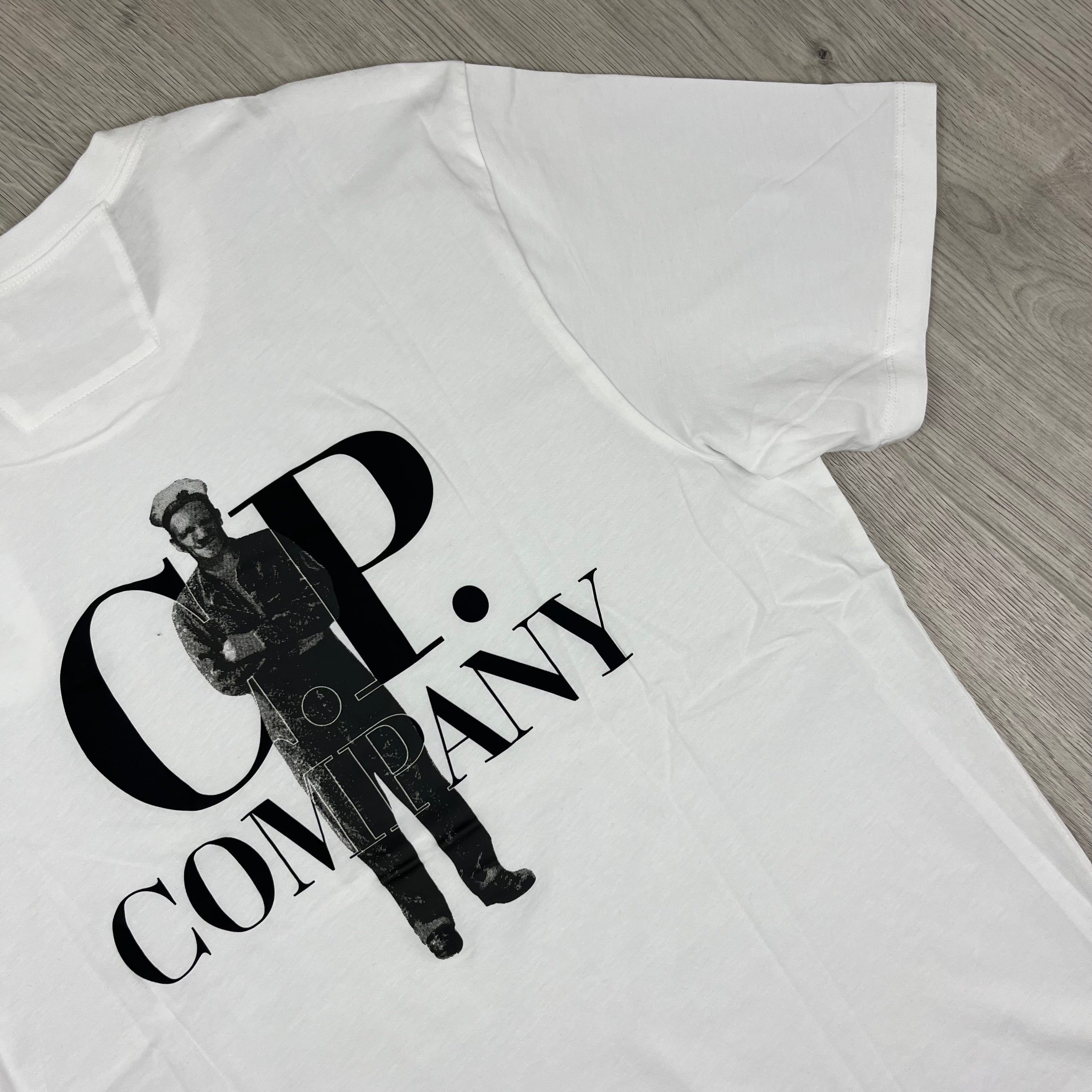 CP Company Bold Sailor T-Shirt in White. On sale at Open Attire.