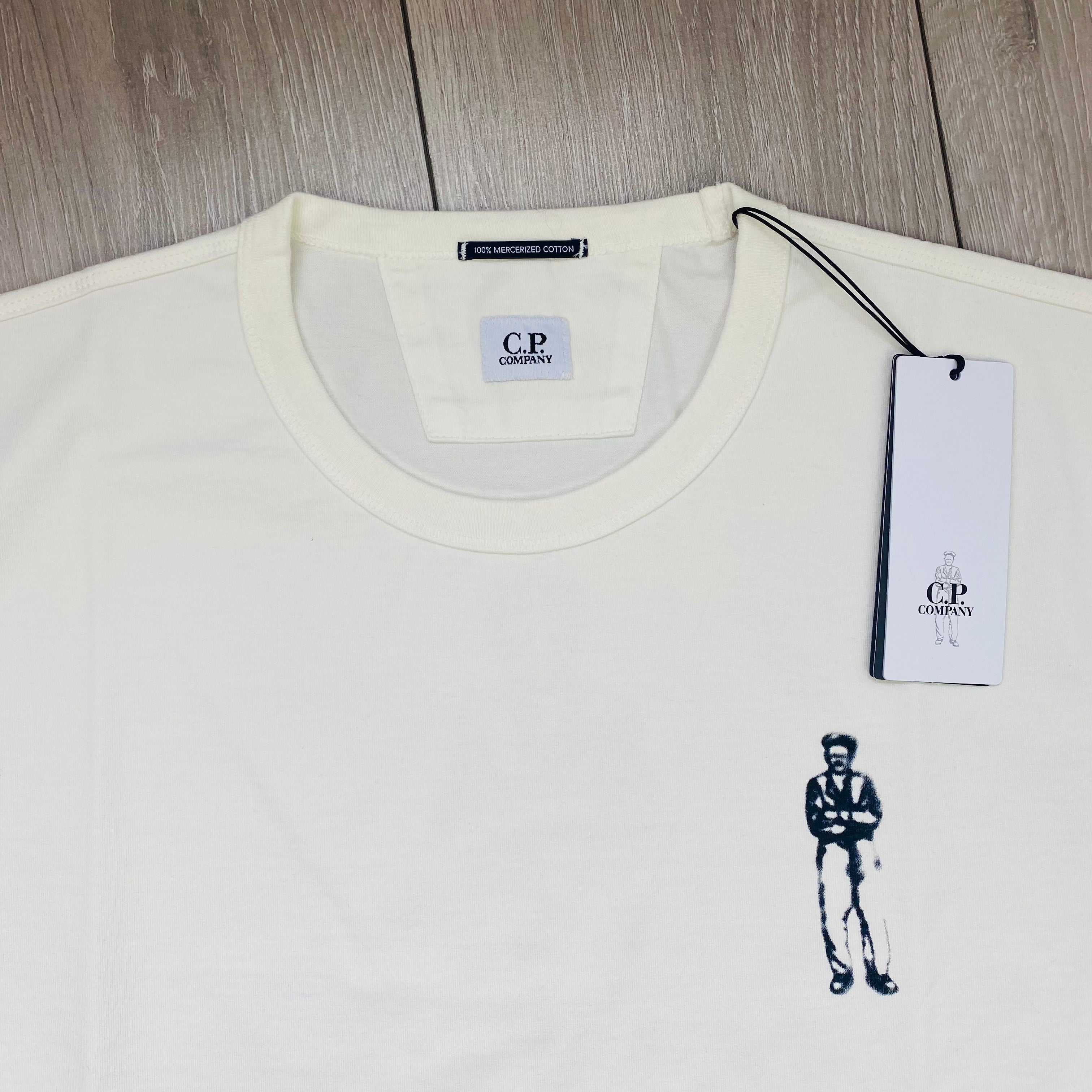 CP Company 30/2 British Sailor T-Shirt in Gauze White. On sale at Open Attire.