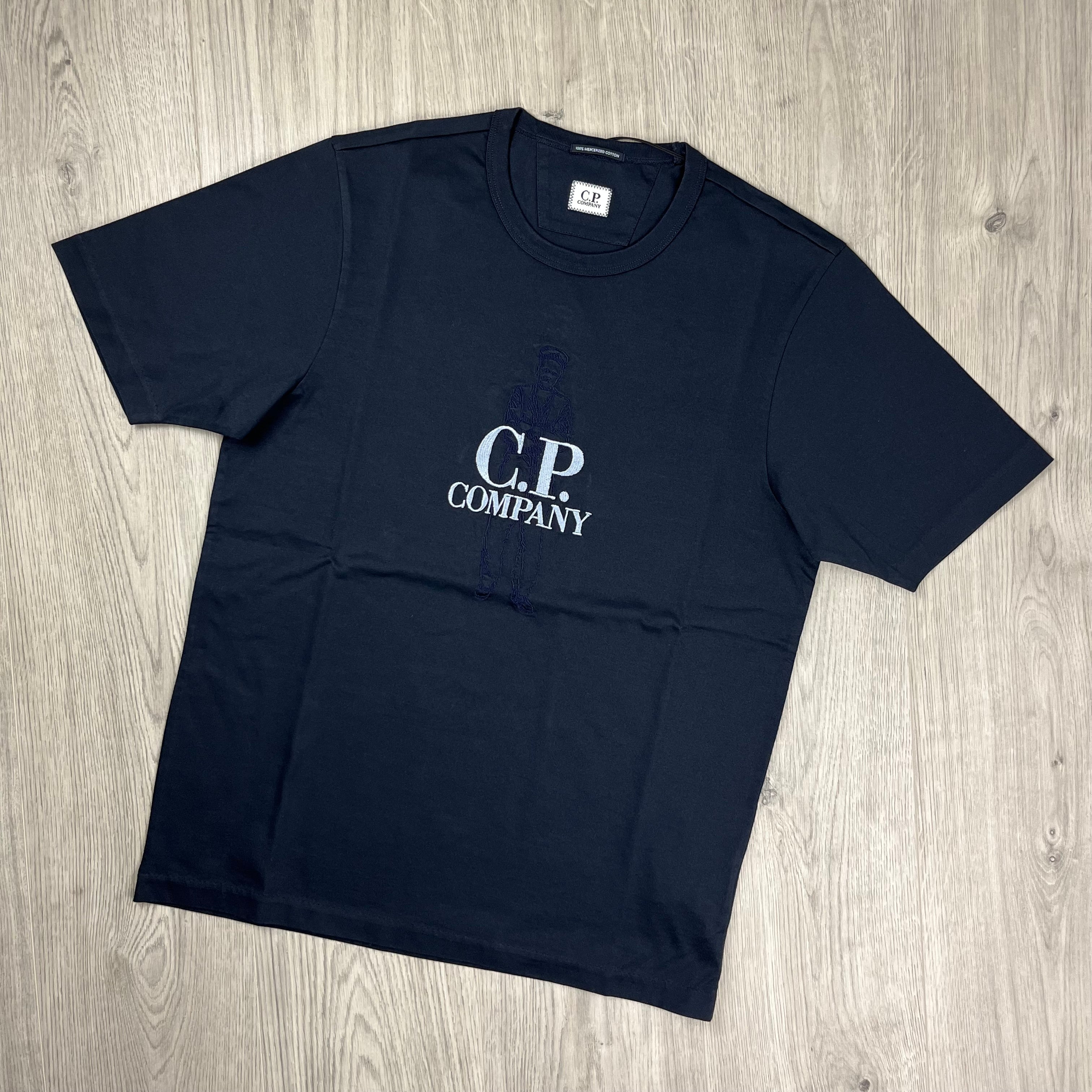 CP Company 30/ Mercerized Cotton British Sailor T-Shirt in Total Eclipse. On sale at Open Attire.