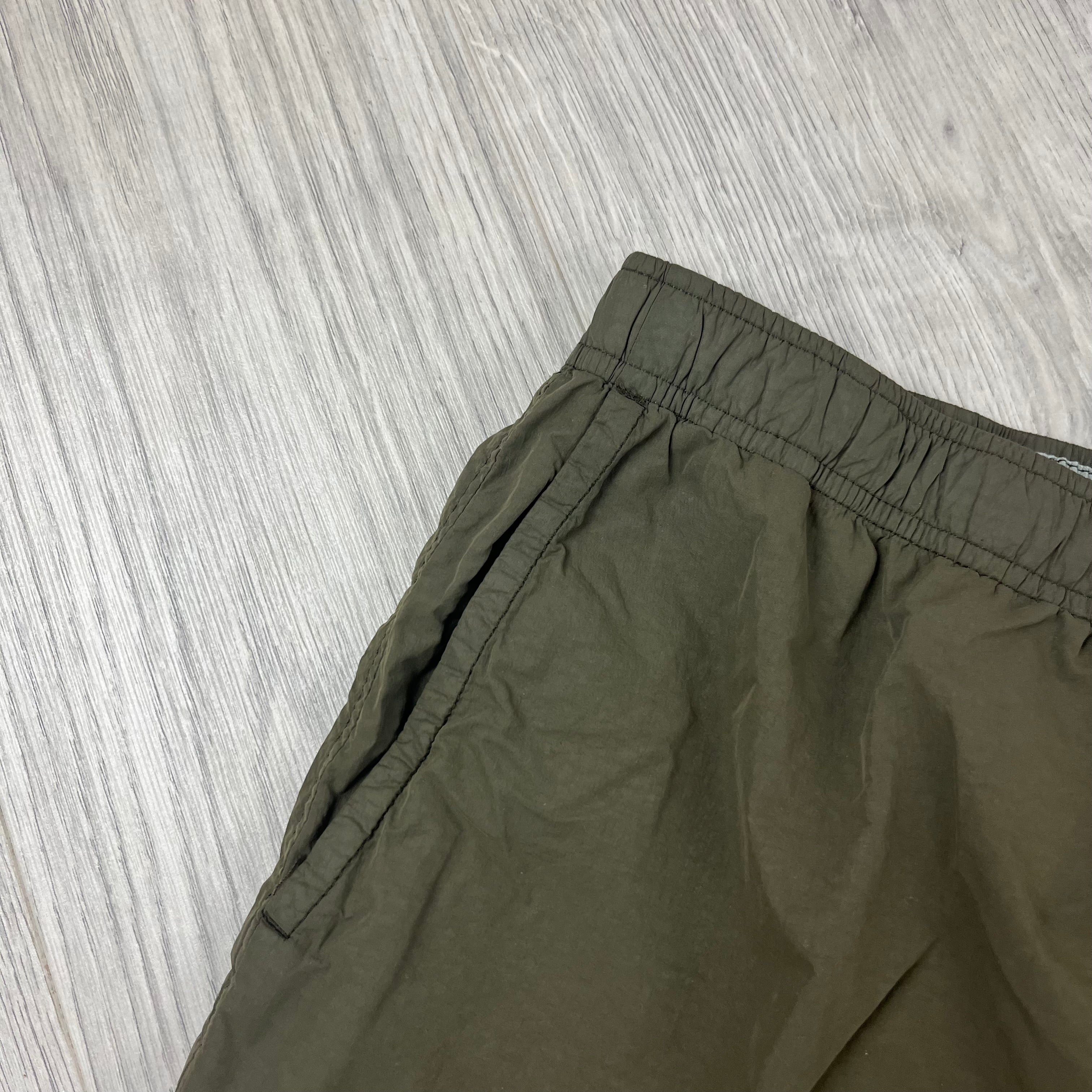 CP Company Flatt Nylon Swim Shorts in Ivy Green. On sale at Open Attire.