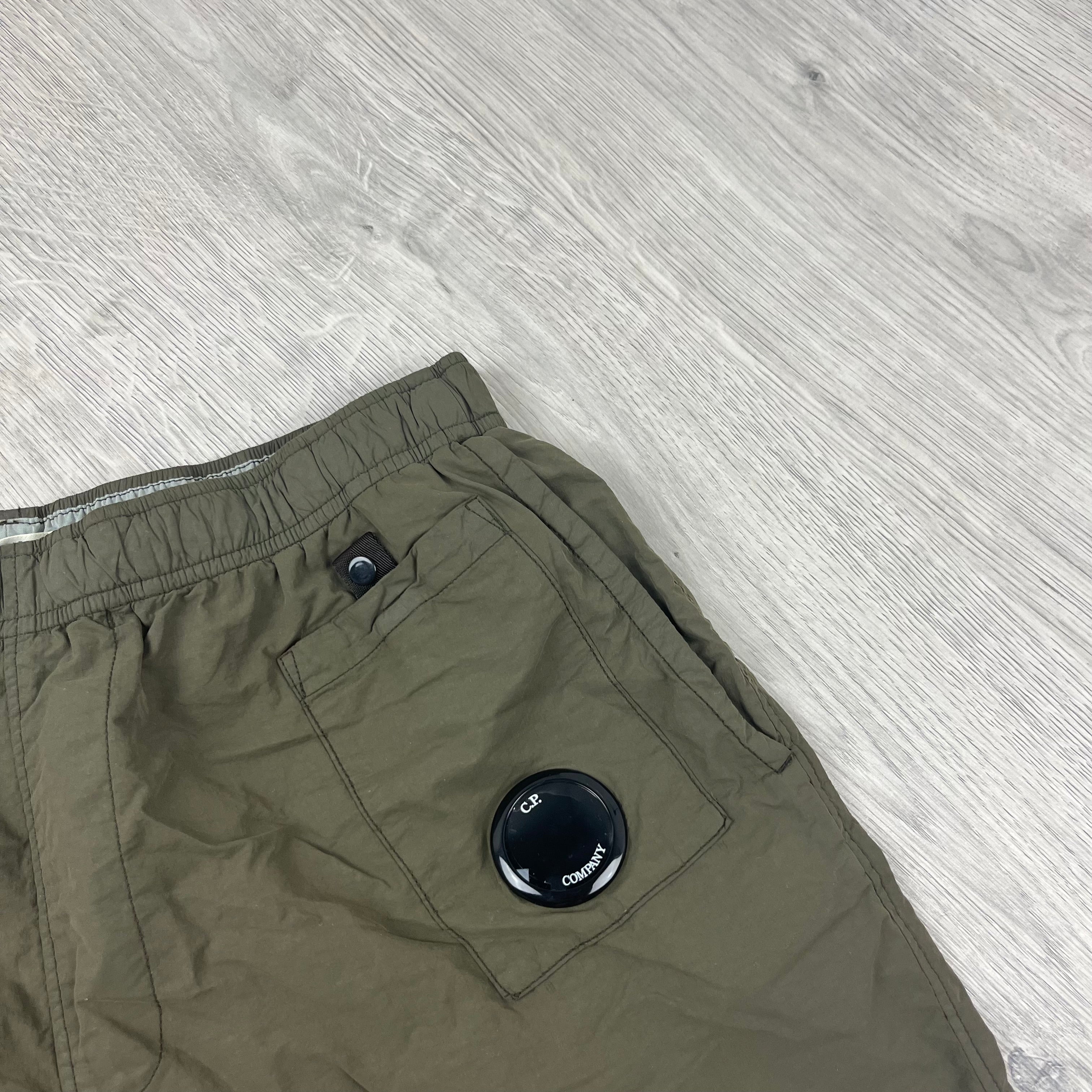 CP Company Flatt Nylon Swim Shorts in Ivy Green. On sale at Open Attire.