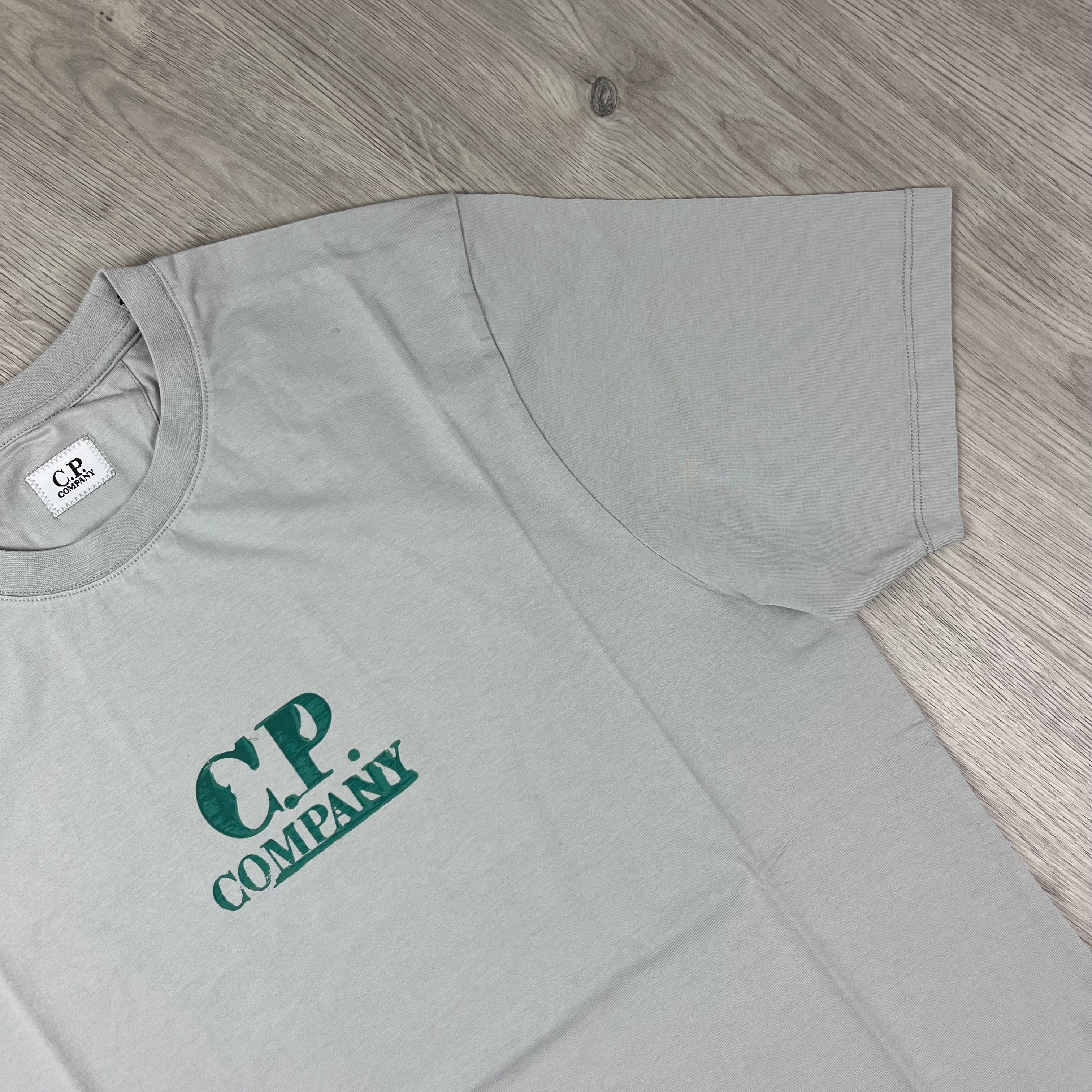 CP Company Logo T-Shirt in Blue Fox. On sale at Open Attire.