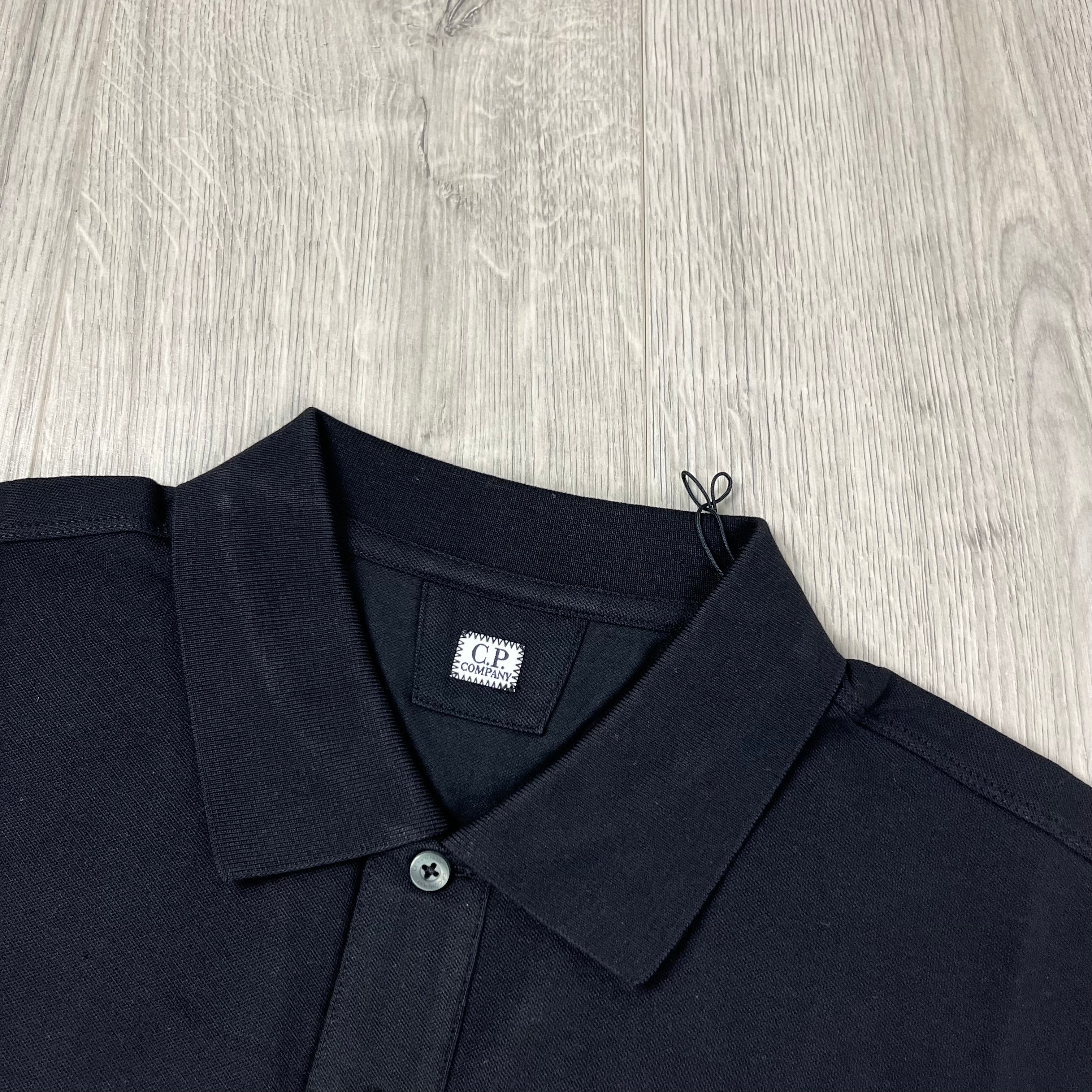 CP Company Long-sleeve Polo Shirt in Black. On sale at Open Attire.