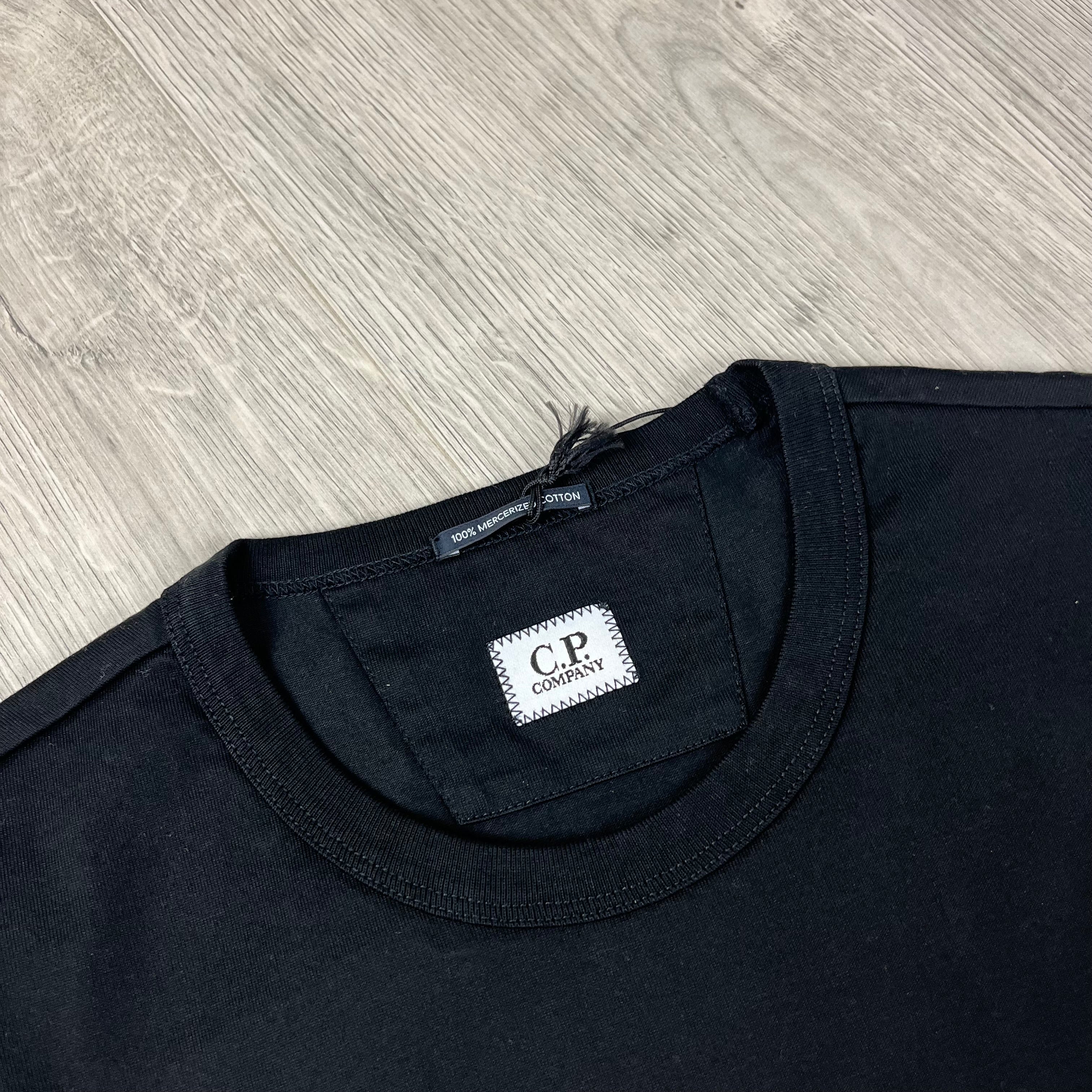Men's CP Company Mercerized Patch T-Shirt in Black. On sale at Open Attire.