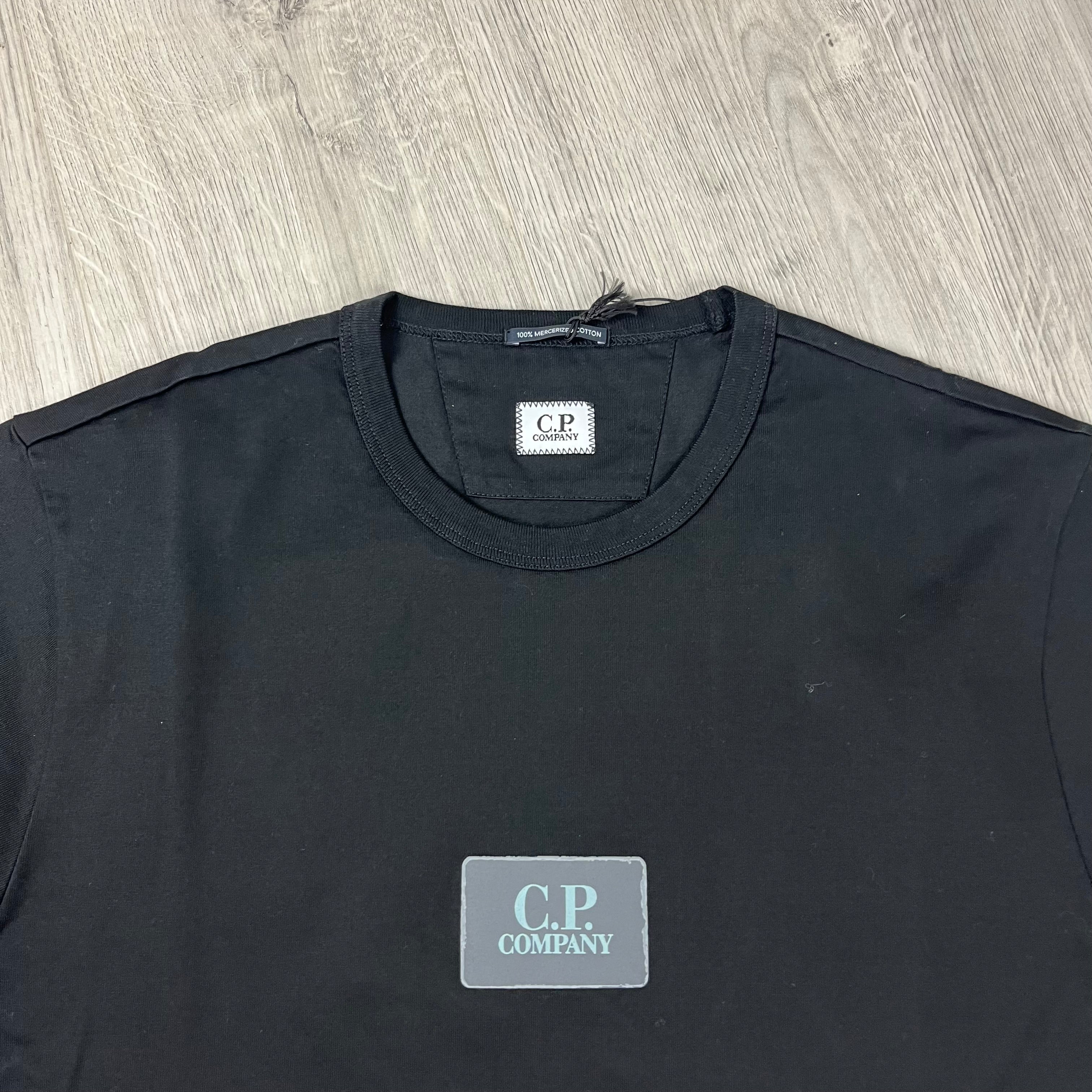 Men's CP Company Mercerized Patch T-Shirt in Black. On sale at Open Attire.