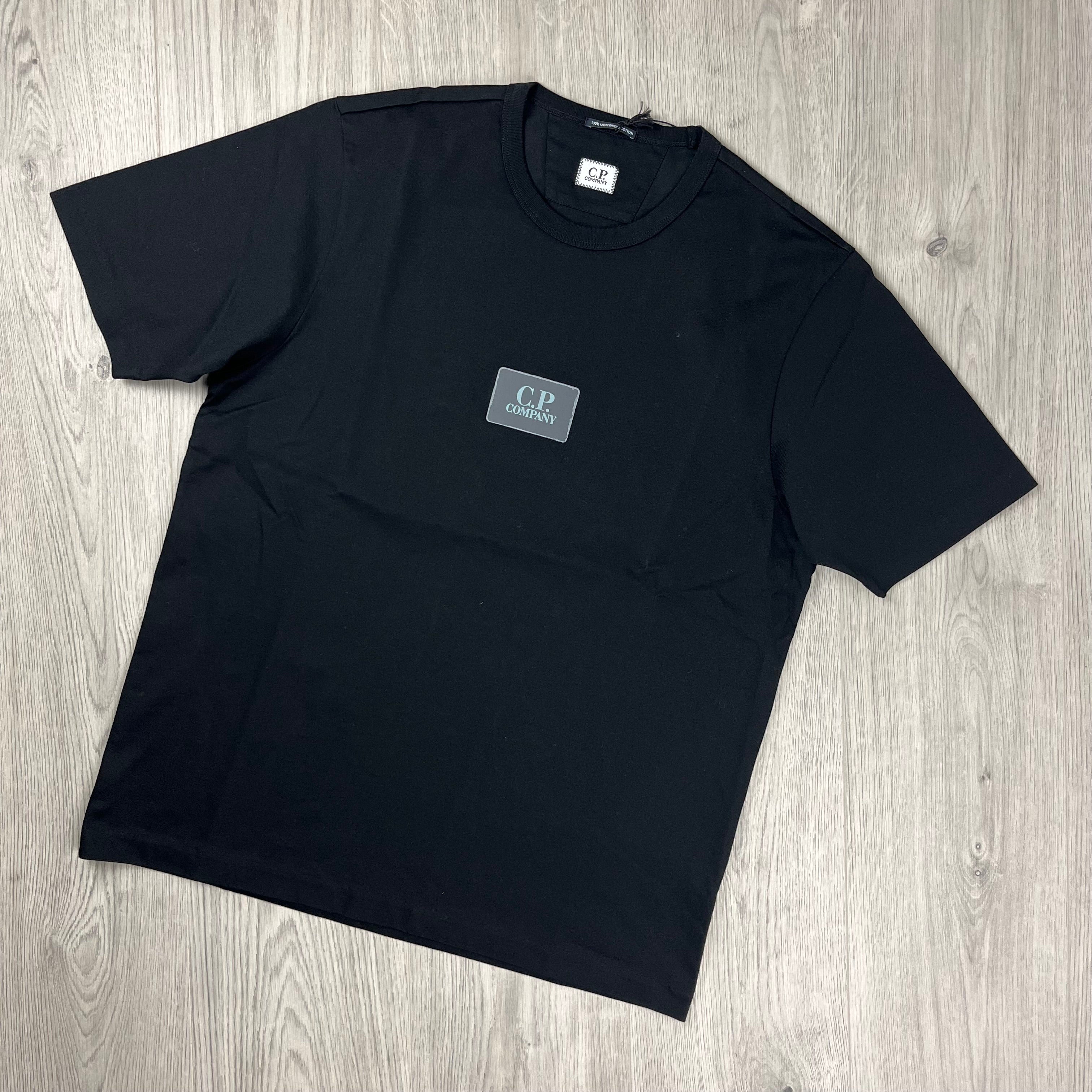 Men's CP Company Mercerized Patch T-Shirt in Black. On sale at Open Attire.