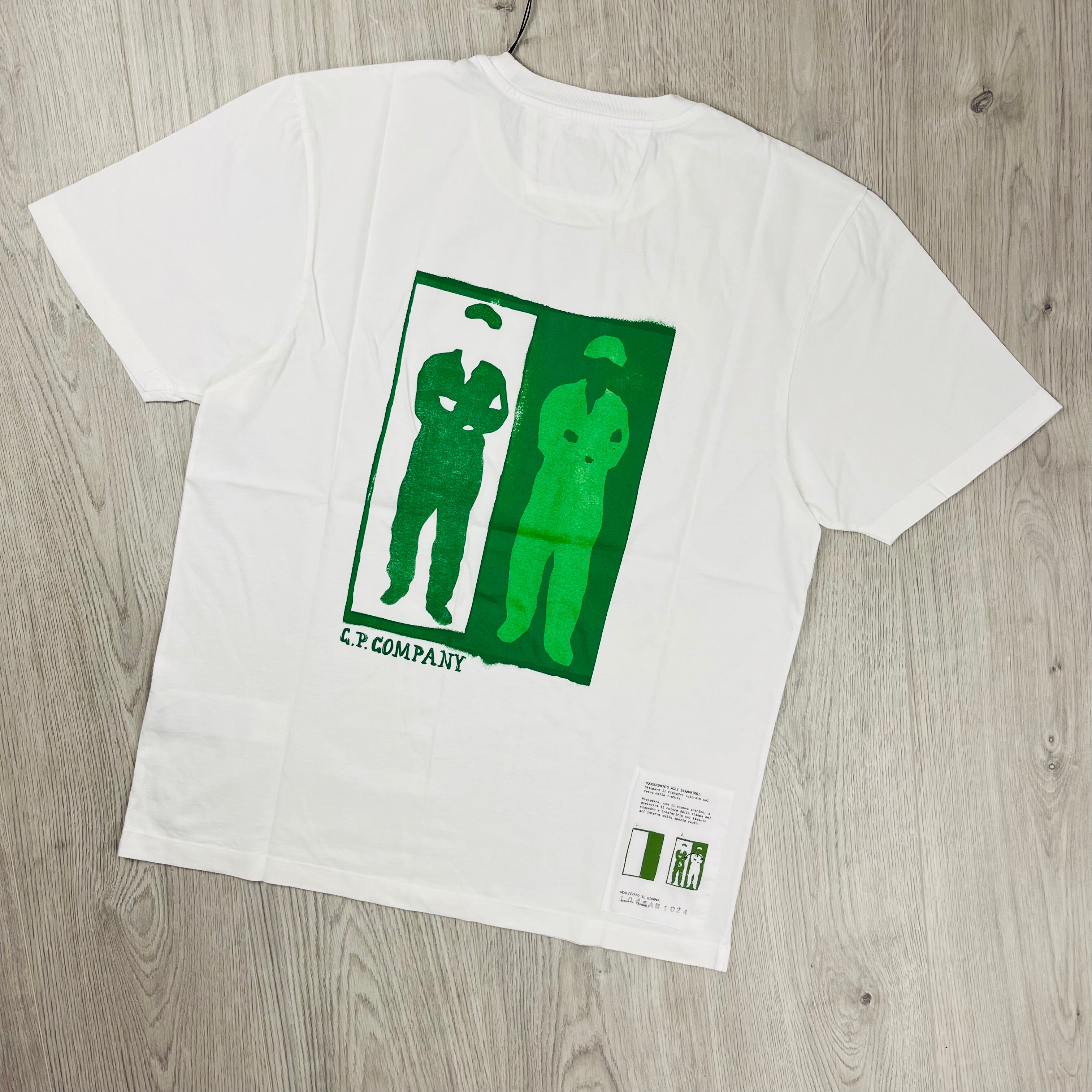 Men's CP Company Printed T-Shirt in Gauze White. On sale at Open Attire.
