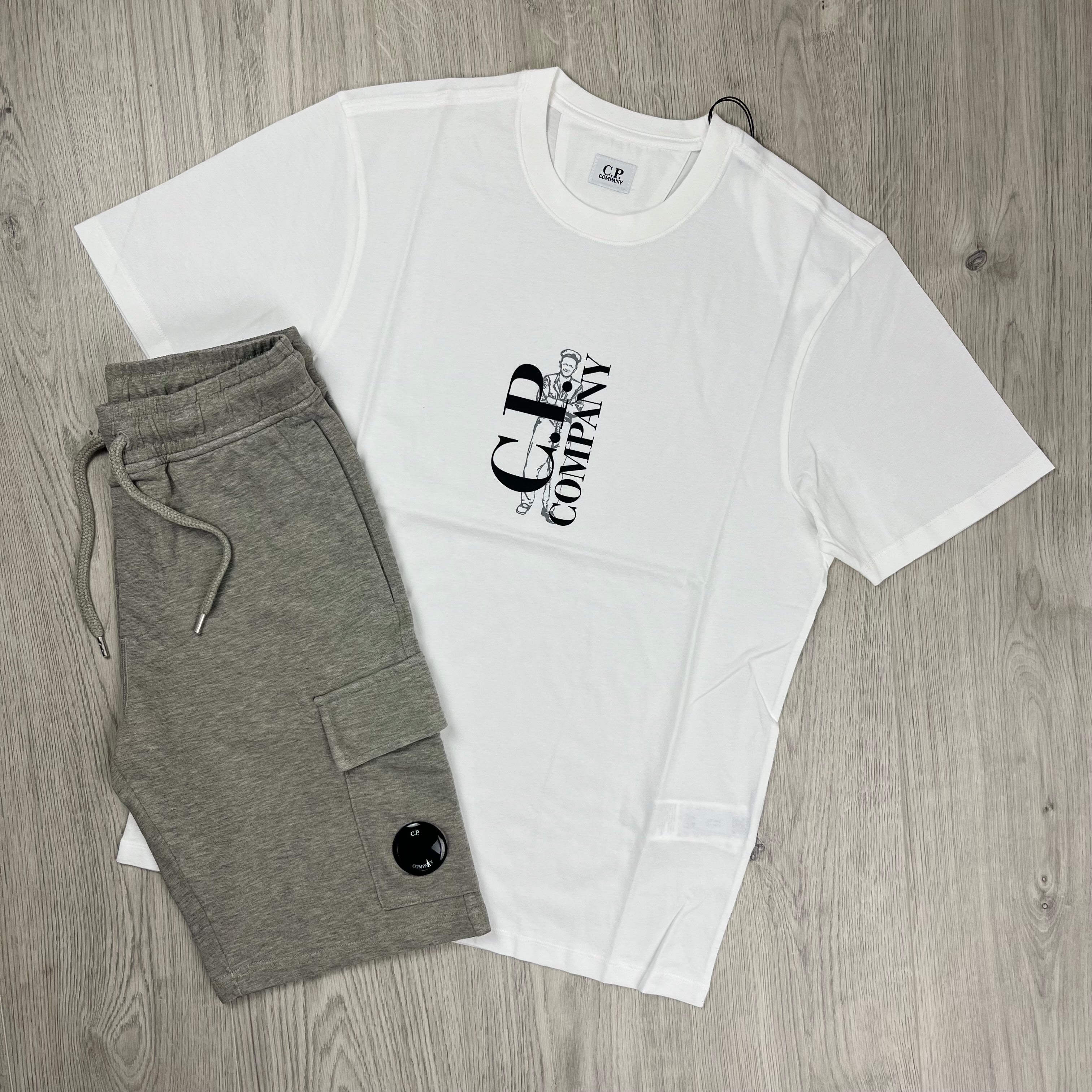 CP Company Set in Gauze White and Greystone Melange. On sale at Open Attire.