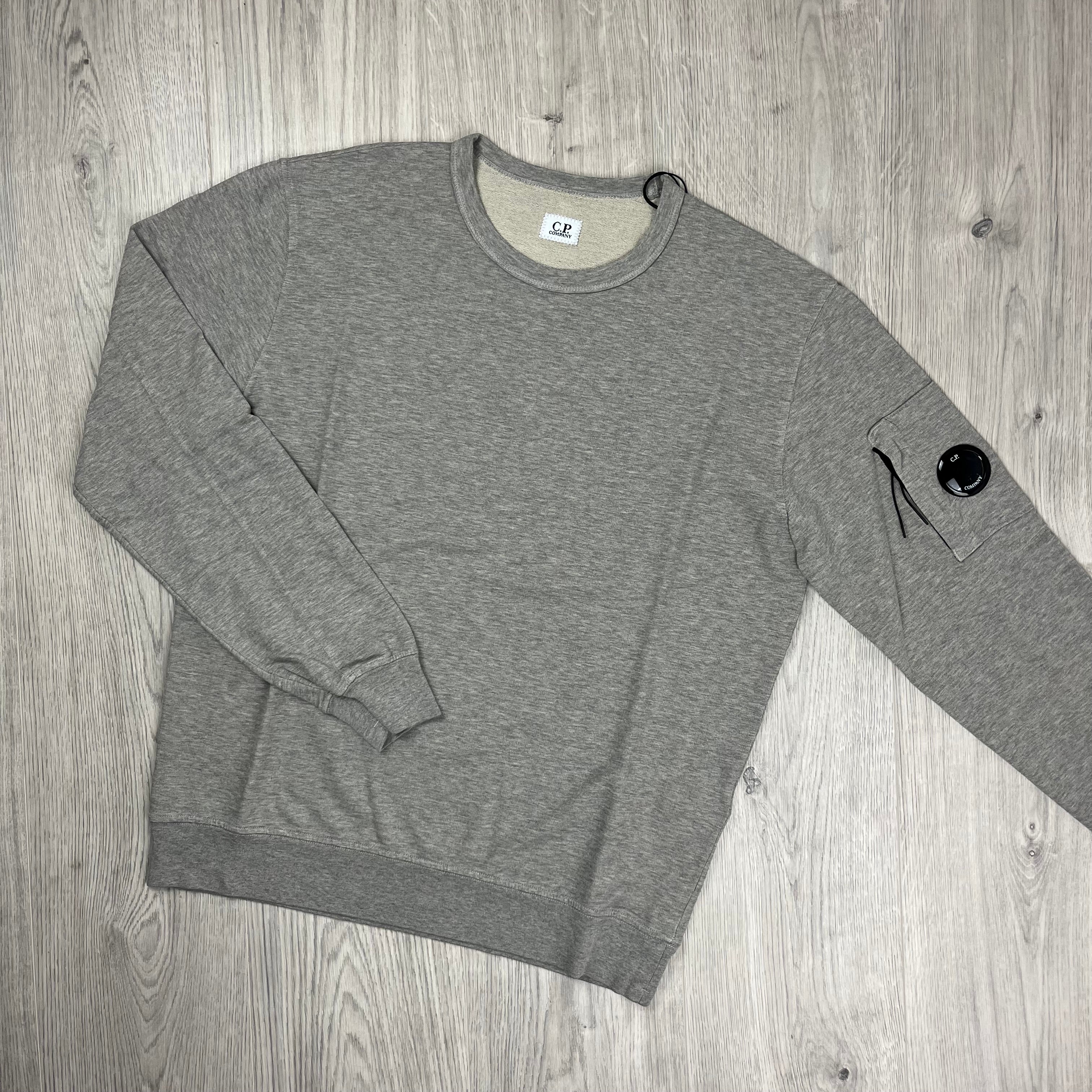 CP Company Light Fleece Sweatshirt in Greystone Melange. On sale at Open Attire.