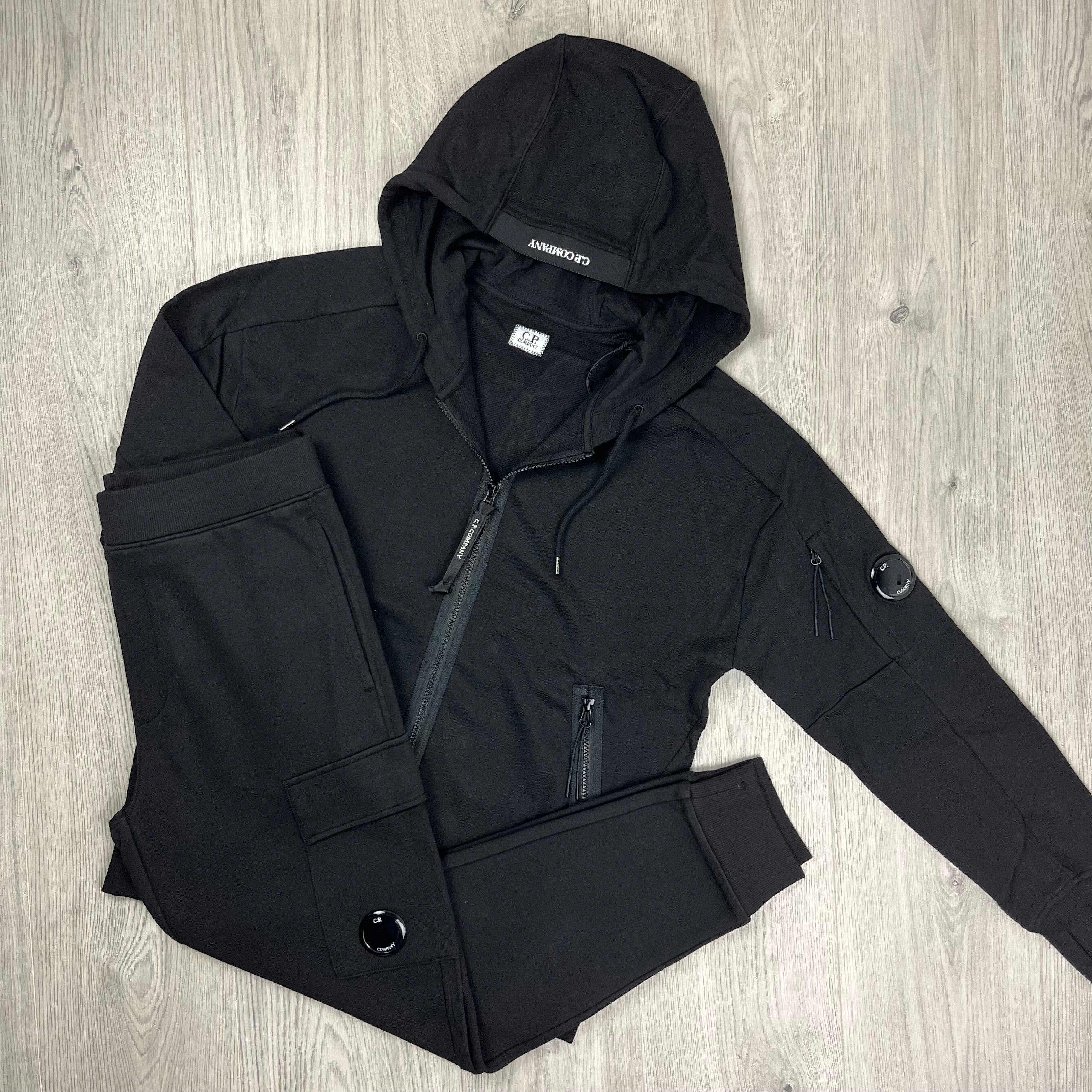 CP Company Raised Fleece Tracksuit in Black. On sale at Open Attire.