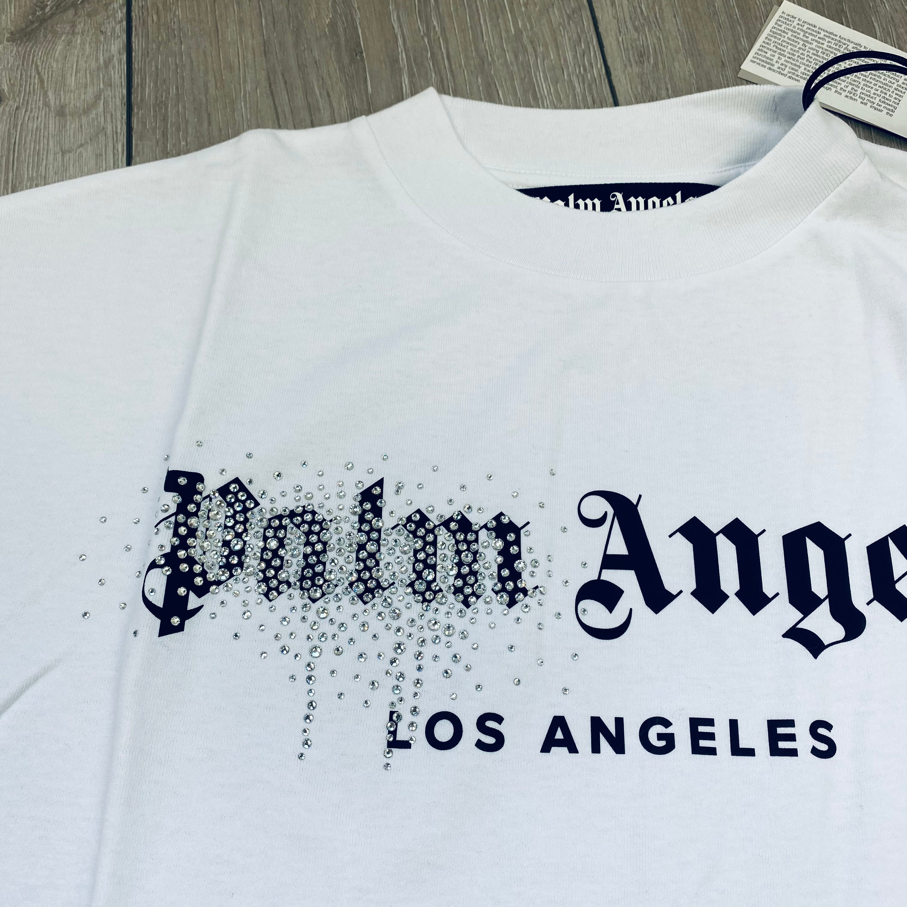 Palm Angels Rhinestone T-Shirt - White