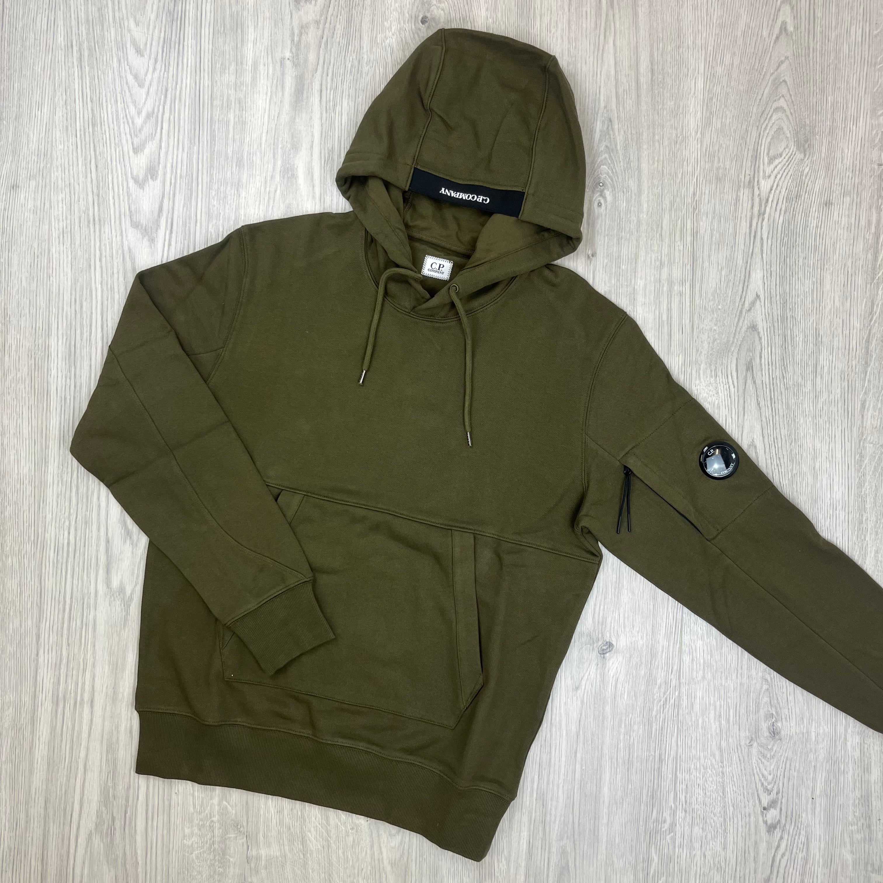 CP Company Raised Fleece Hoodie - Ivy Green