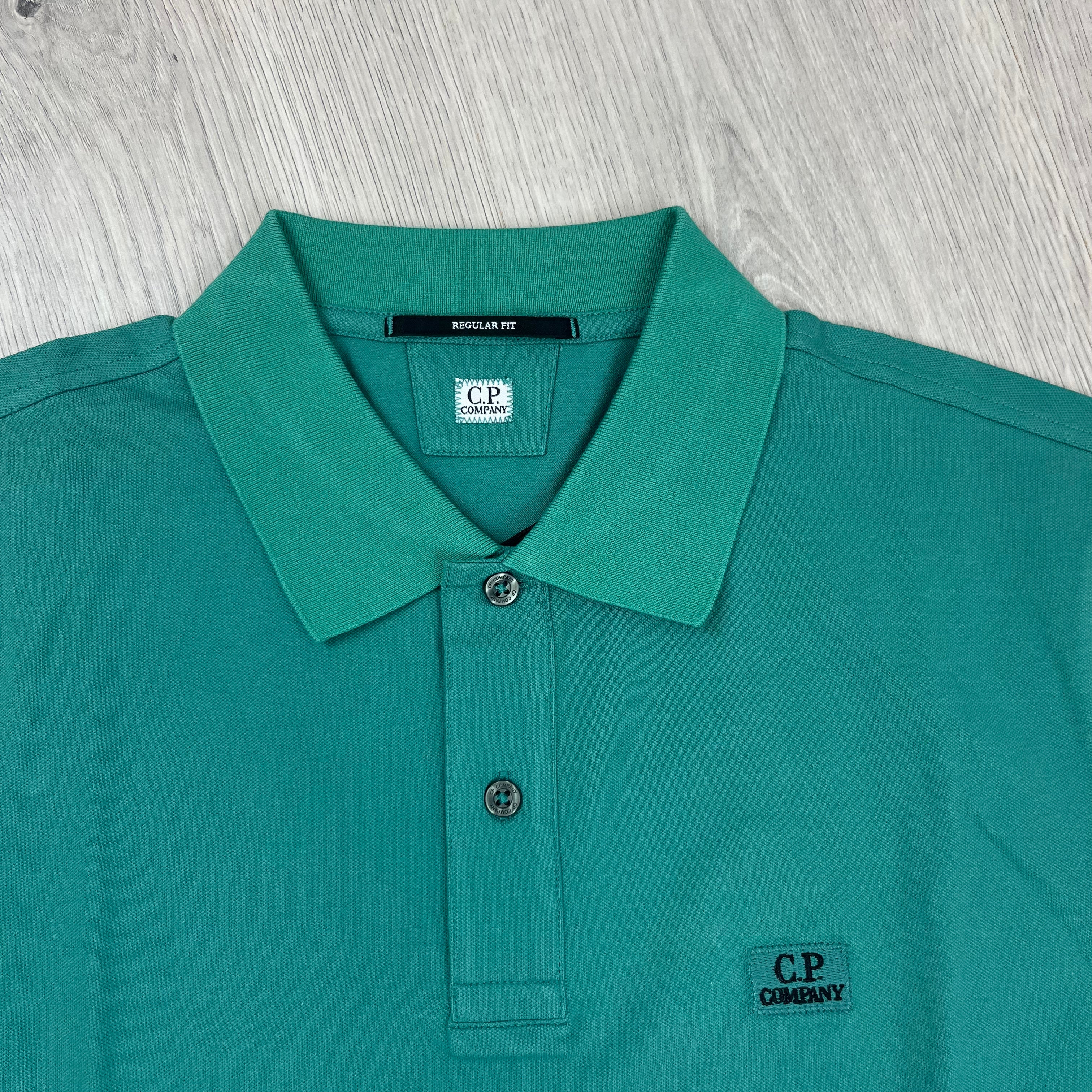 CP Company Piquet Polo Shirt - Frosty Spruce