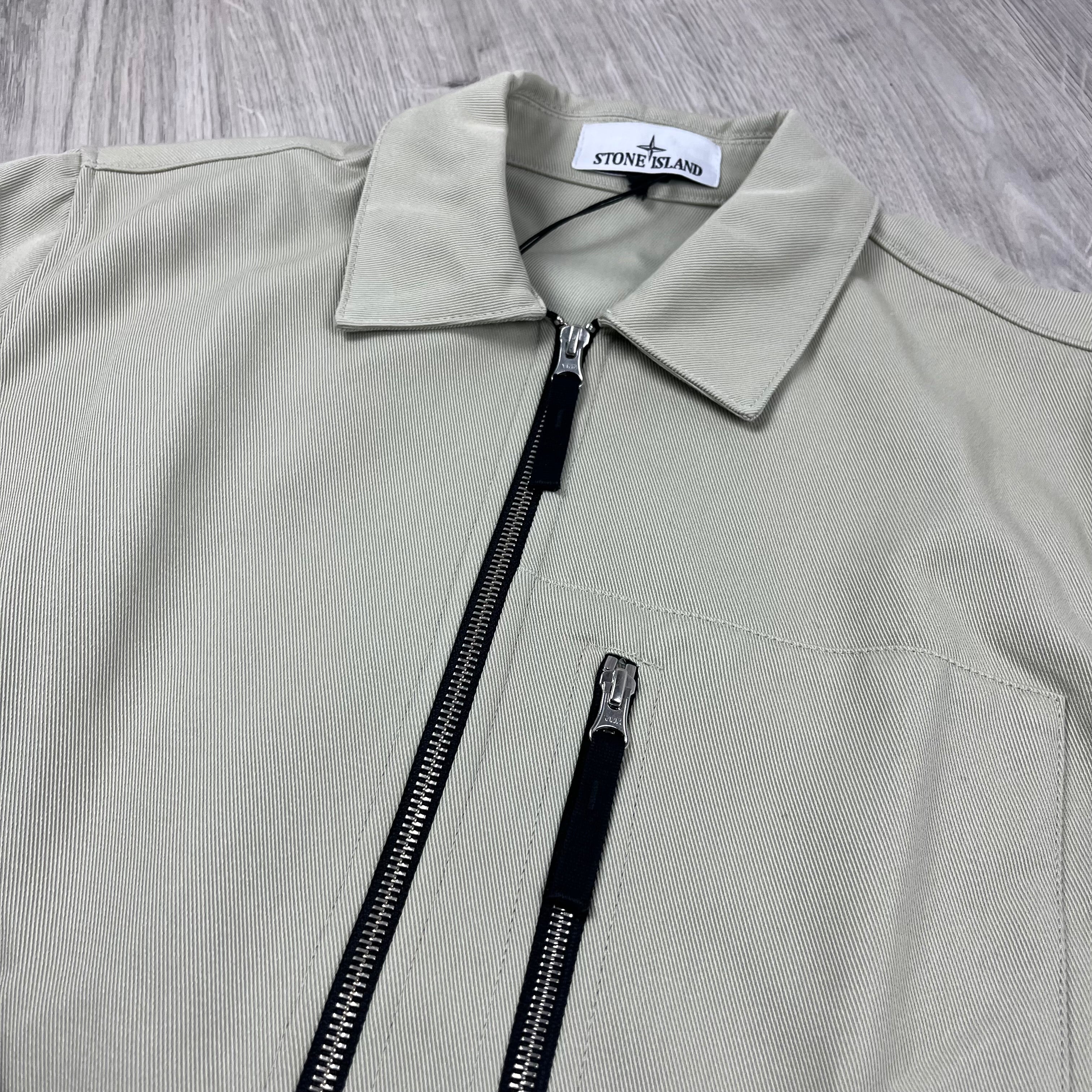 Stone Island Cotton Nylon Drill Overshirt in Off White. On sale at Open Attire.