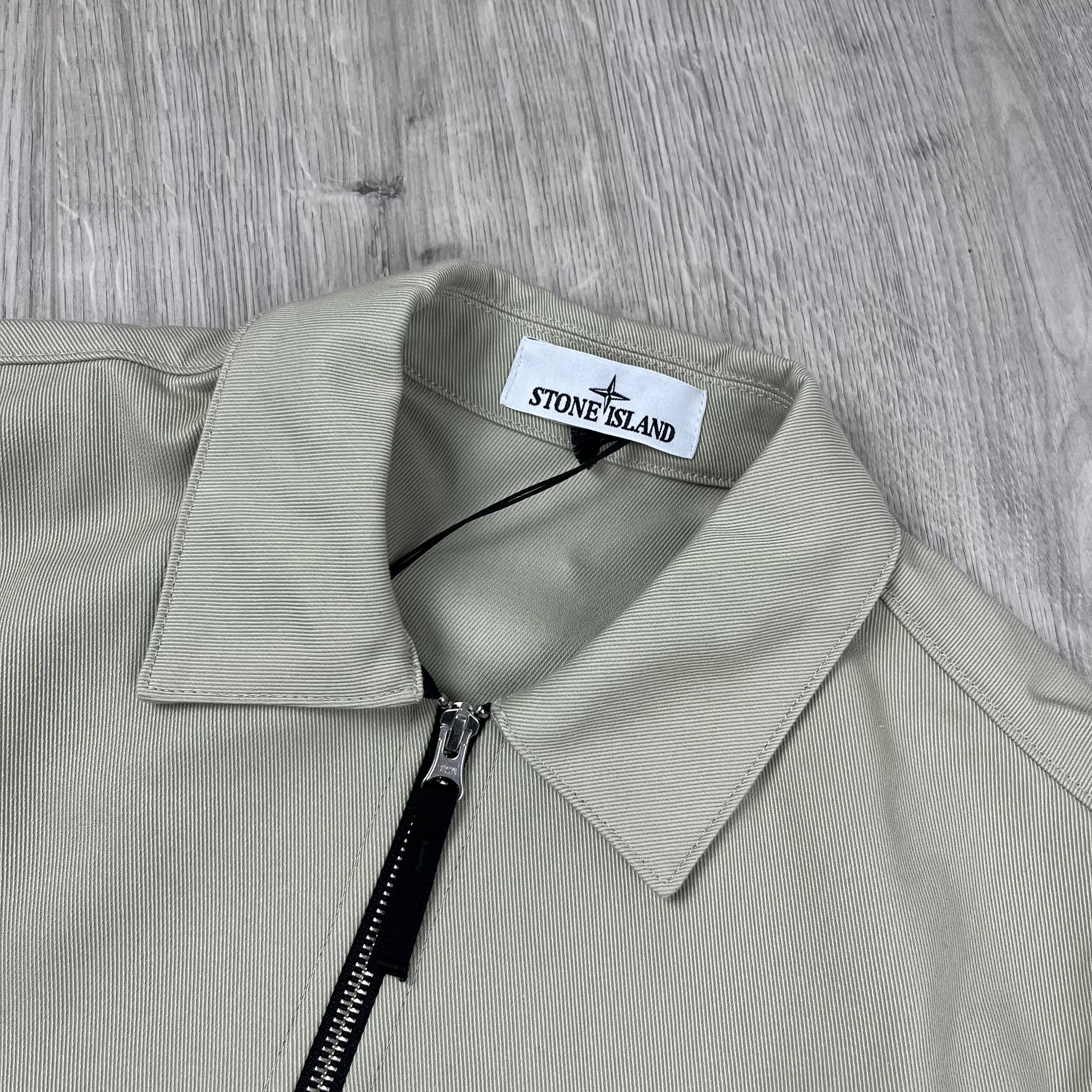 Stone Island Cotton Nylon Drill Overshirt in Off White. On sale at Open Attire.