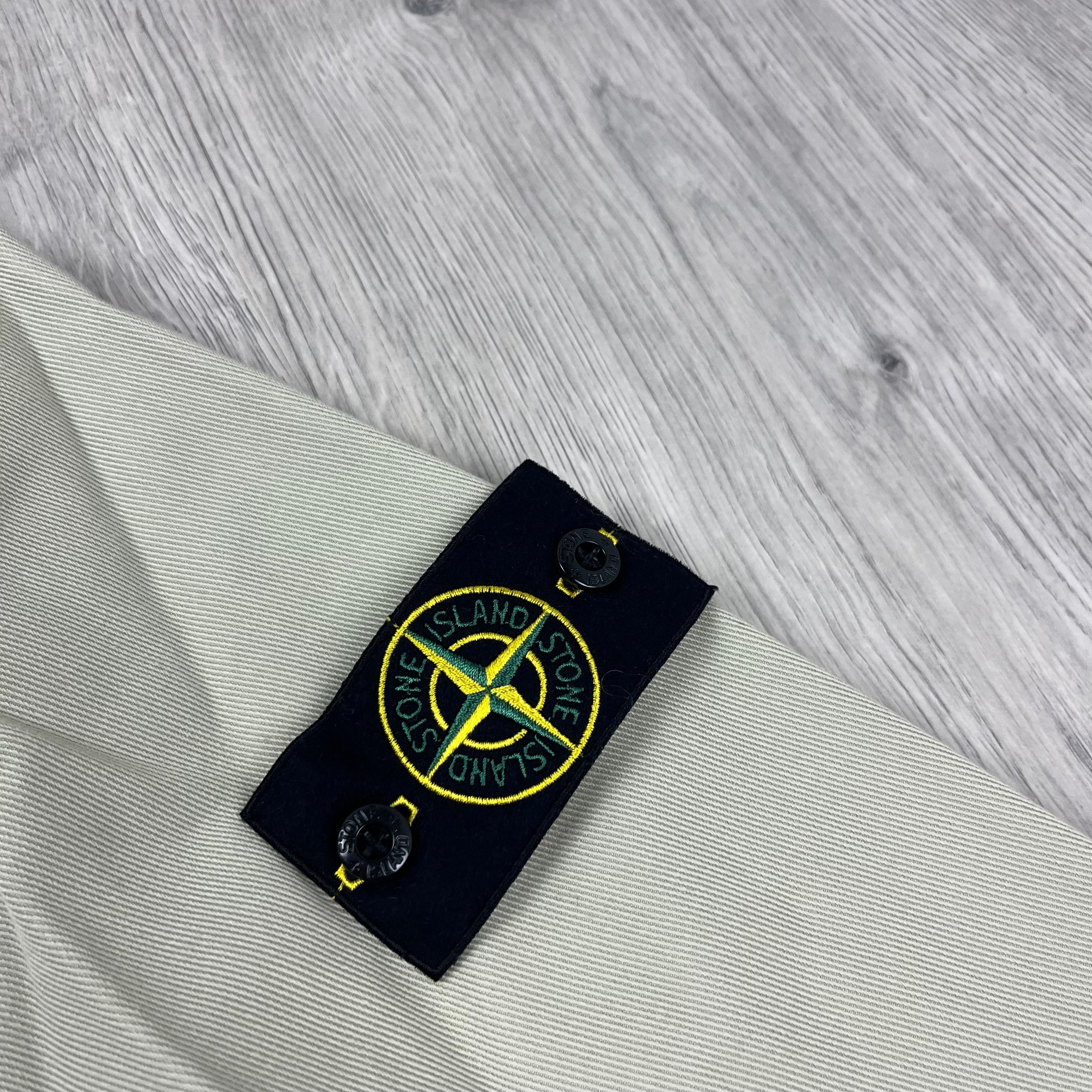 Stone Island Cotton Nylon Drill Overshirt in Off White. On sale at Open Attire.