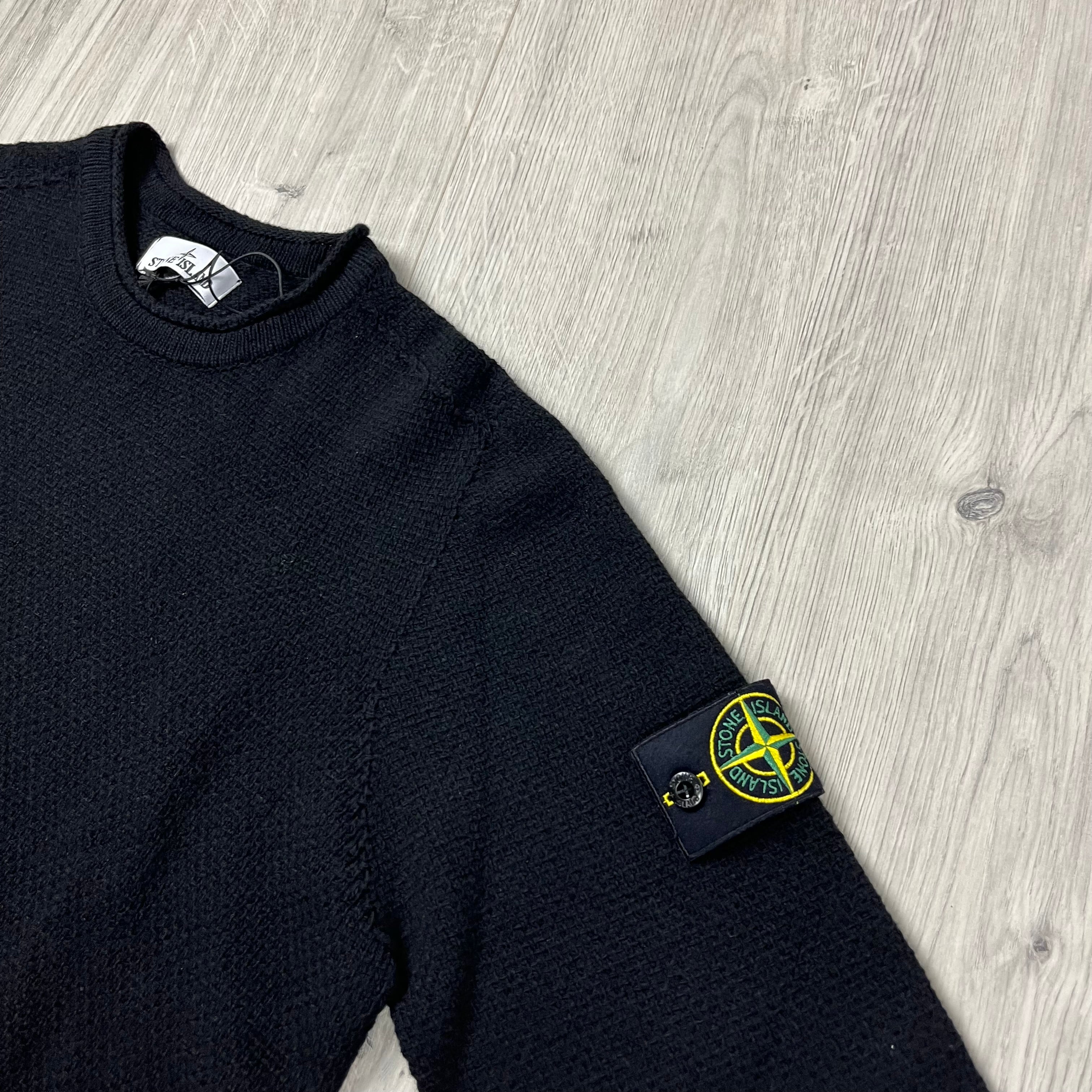 Stone Island Lambswool Sweatshirt in Black. On sale at Open Attire.