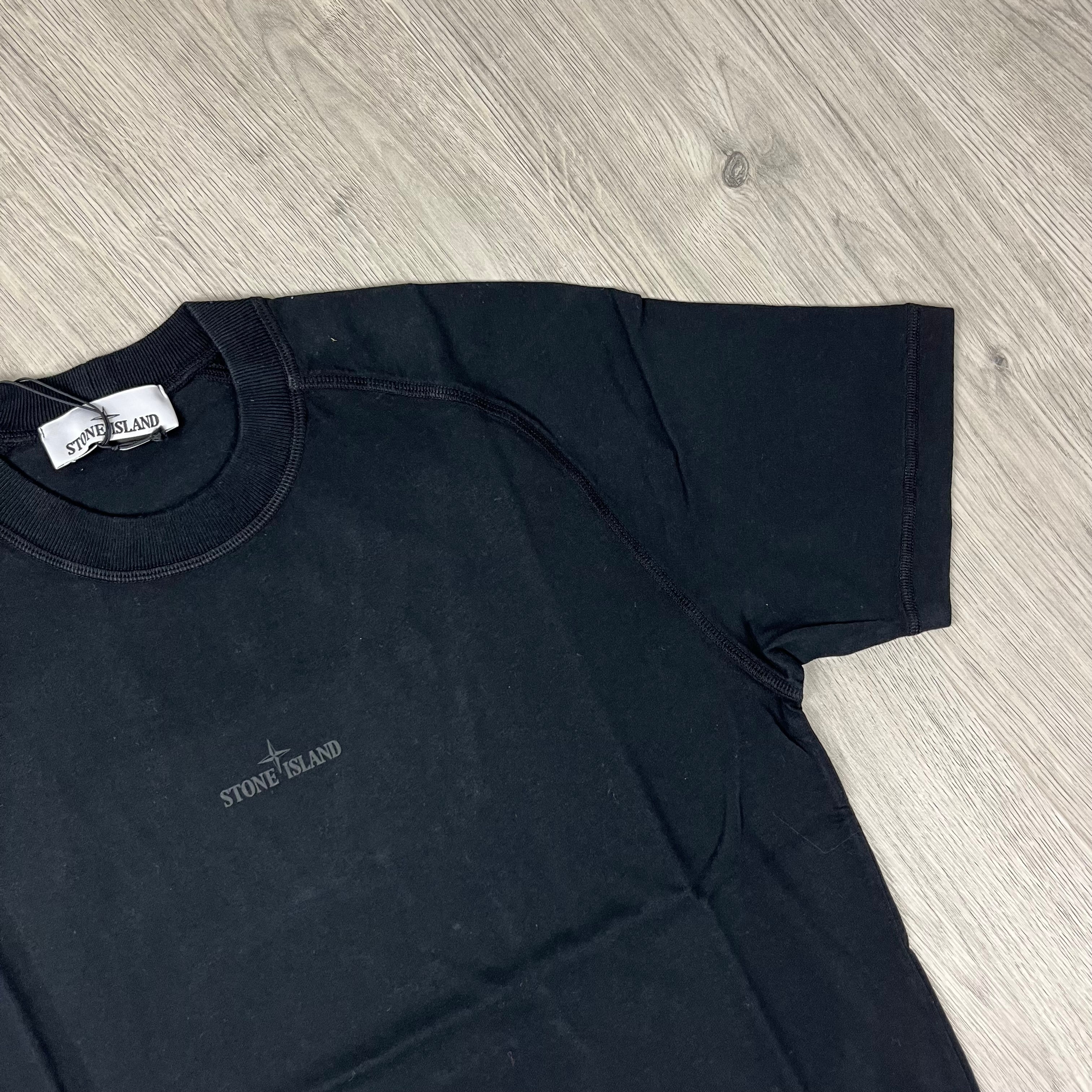 Stone Island Reflective 'Institutional One' T-Shirt in Black. On sale at Open Attire.