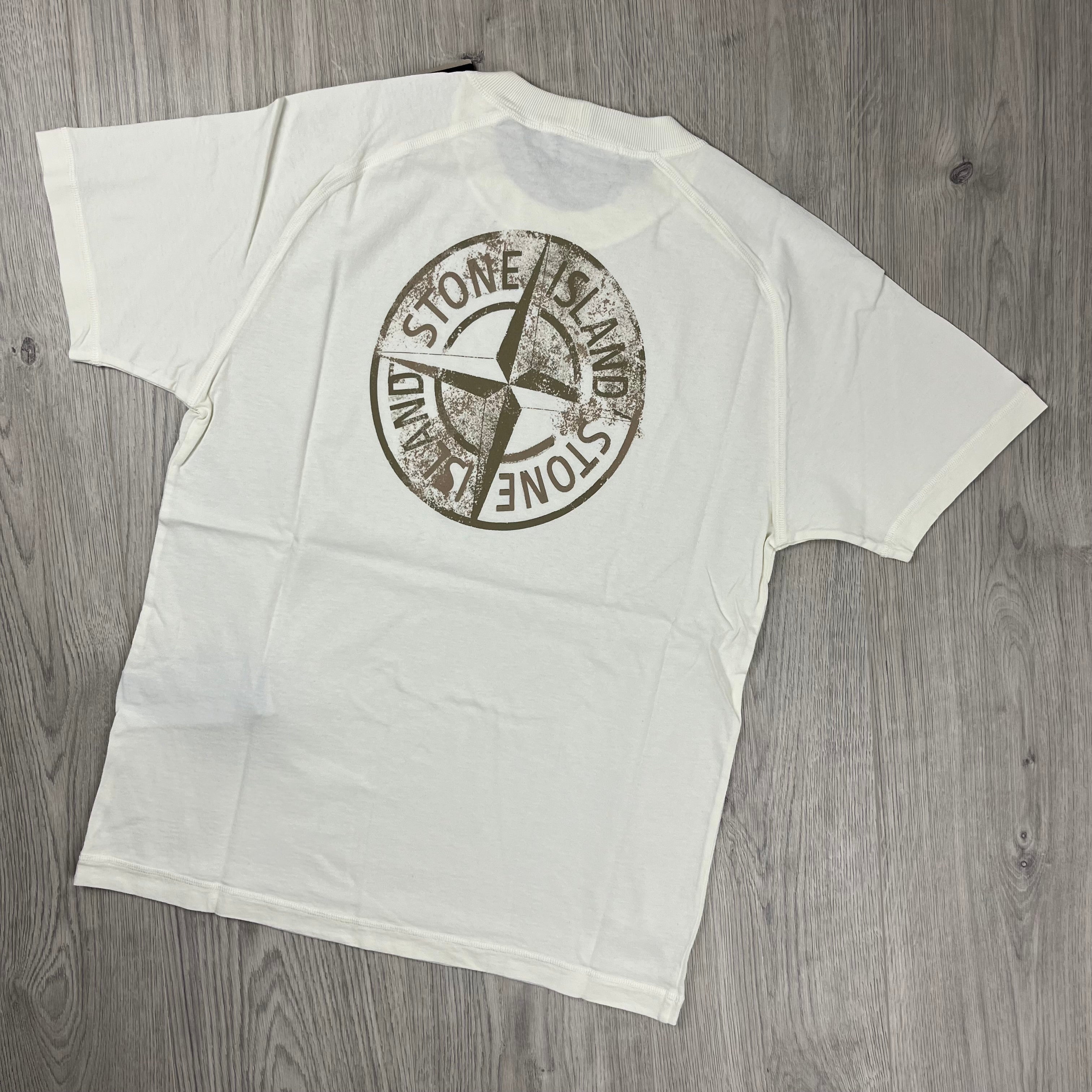 Stone Island 'Institutional One' T-Shirt in Ivory. On sale at Open Attire.