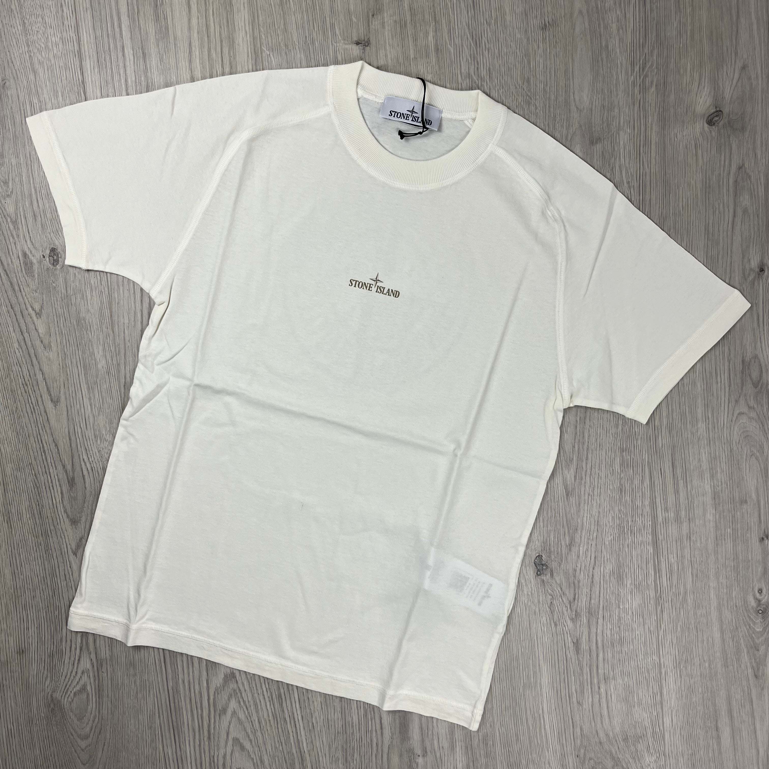 Stone Island 'Institutional One' T-Shirt in Ivory. On sale at Open Attire.