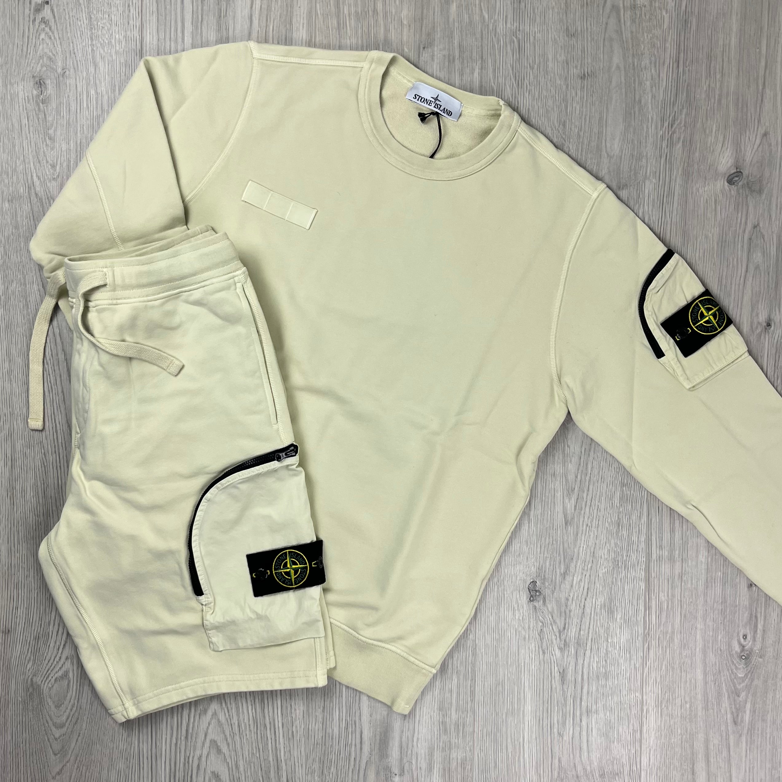 Men's Stone Island Tracksuit in Oat. On sale at Open Attire.